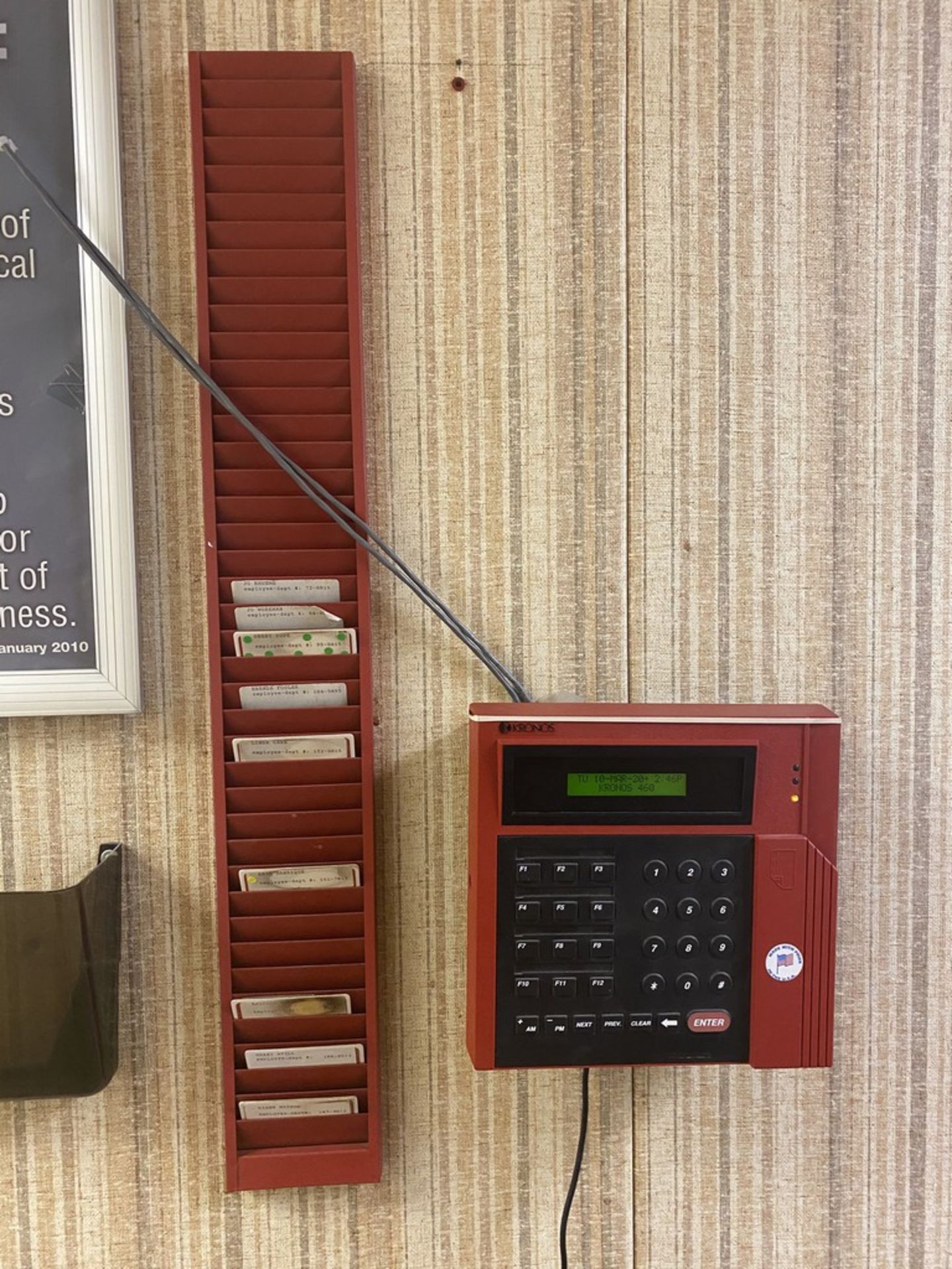 KRONOS TIME CLOCK SYSTEM WITH (3) STATIONS, CARD HOLDERS - Image 2 of 3