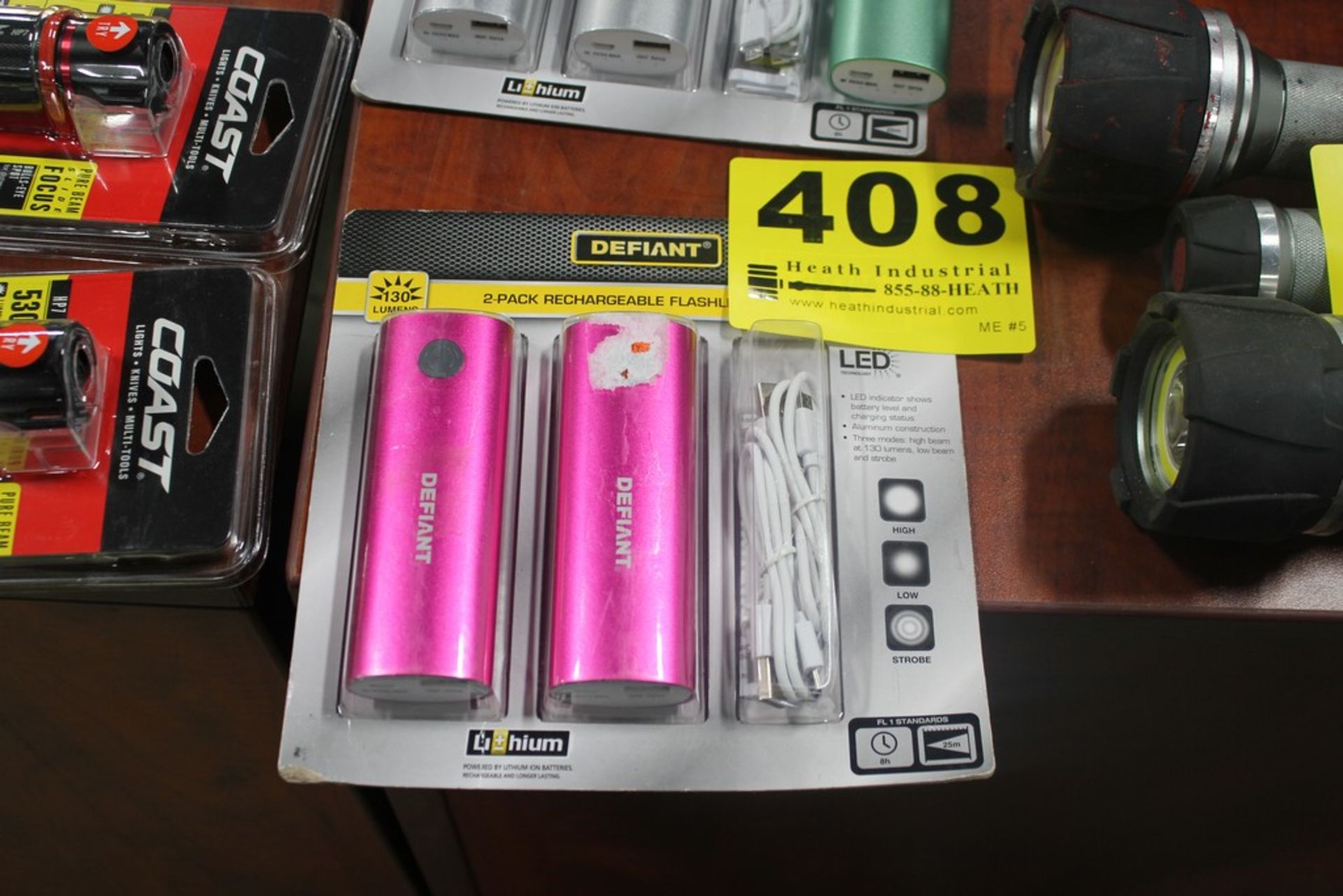 TWO PACK OF DEFIANT RECHARGEABLE FLASHLIGHTS