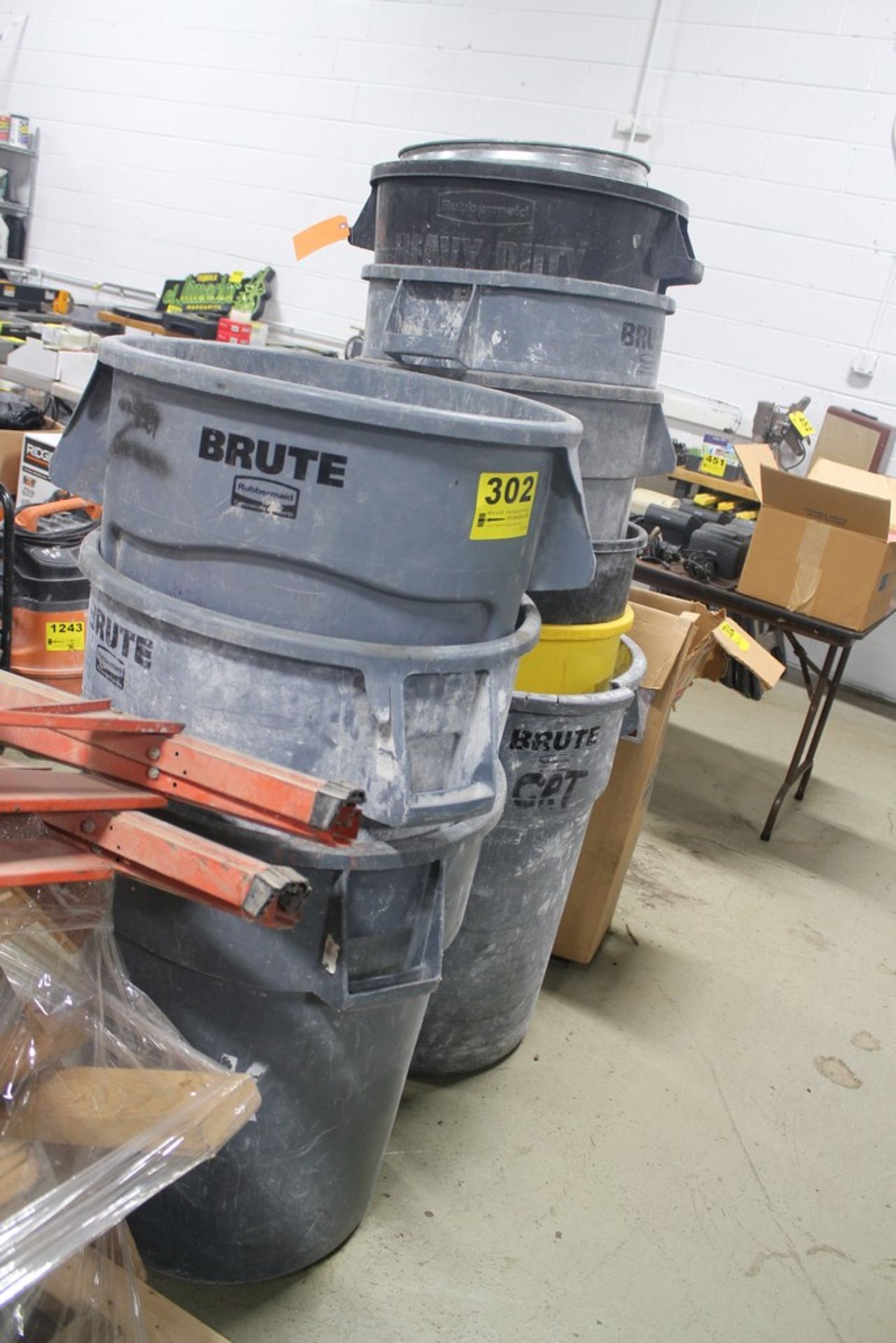 LARGE ASSORTMENT OF RUBBERMAID TRASH BARRELS