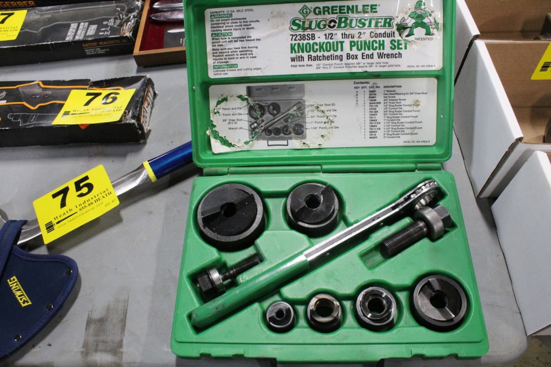 GREENLEE MODEL 7238SB "SLUGOBUSTER" KNOCKOUT PUNCH SET, WITH WRENCH DRIVER FOR 1/2" THRU 2" CONDUIT, - Image 2 of 2