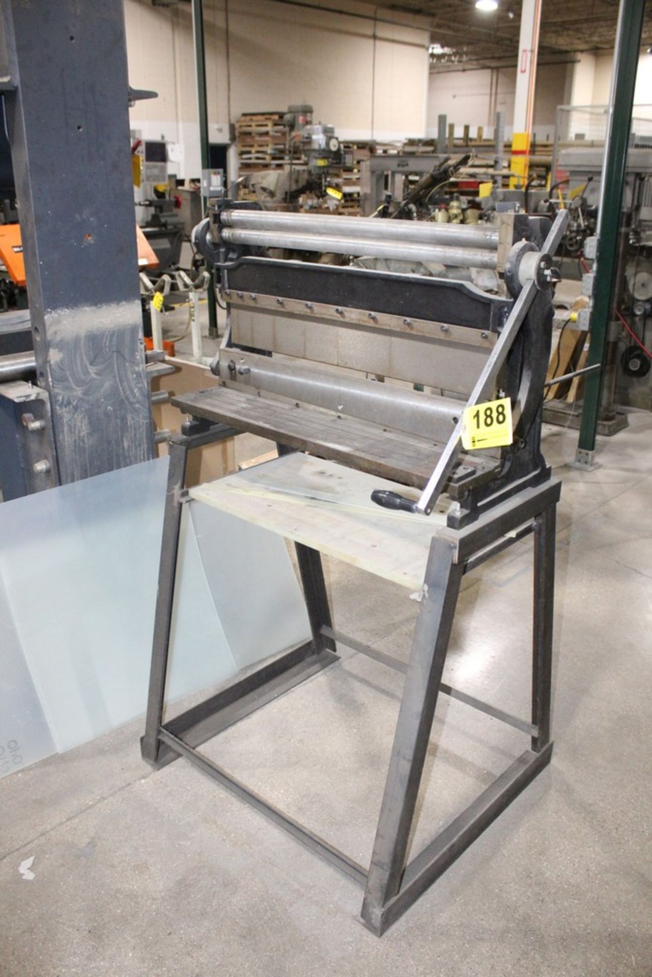 30" MANUAL PRESS BRAKE AND SHEET METAL ROLLER ON STAND LOADING FEE: $75.00