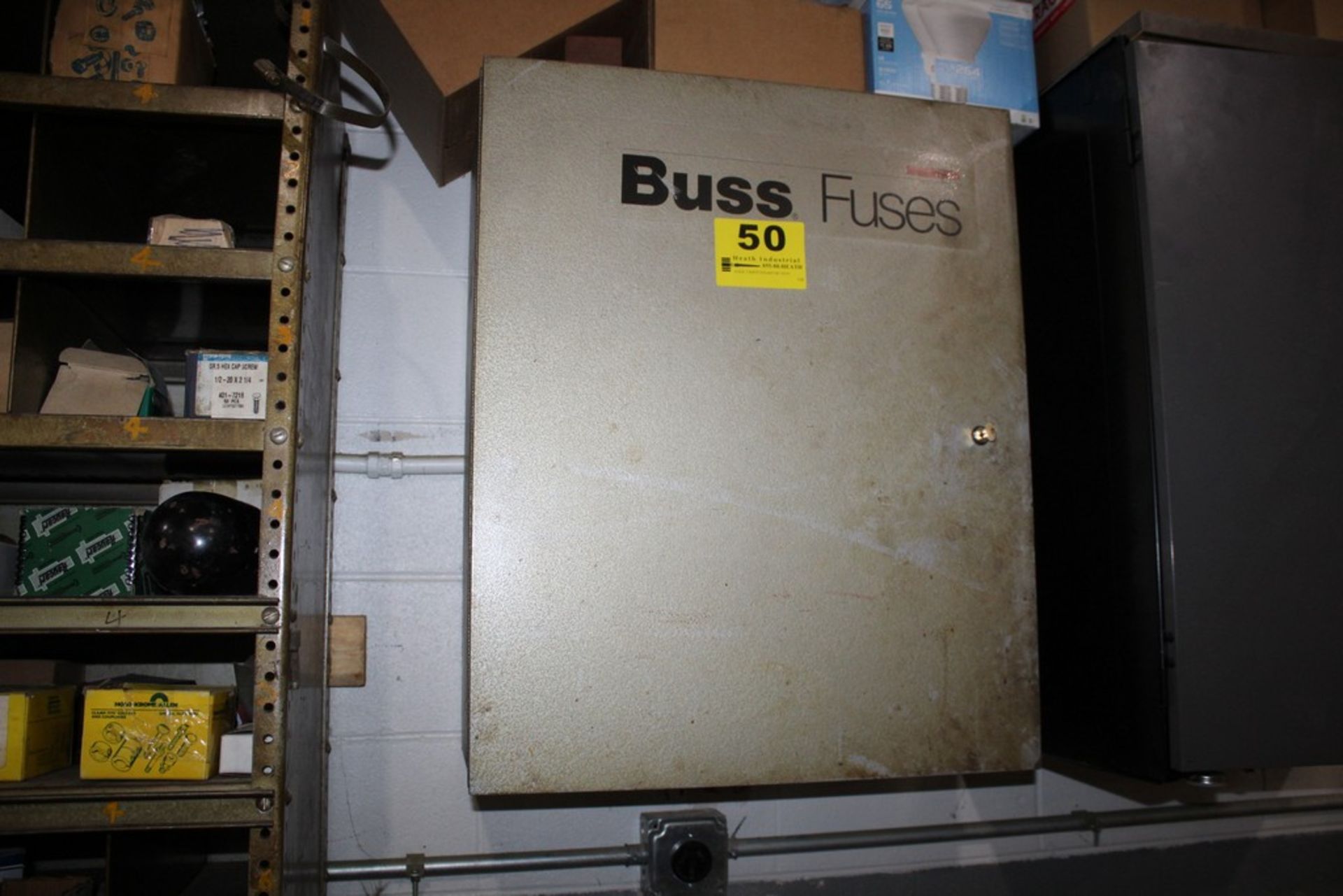MCGRAW BUSS FUSE CABINET WITH KEY 25" X 12" X 30" LOADING FEE: $35.00 INCLUDES INCLUDES REMOVAL FROM