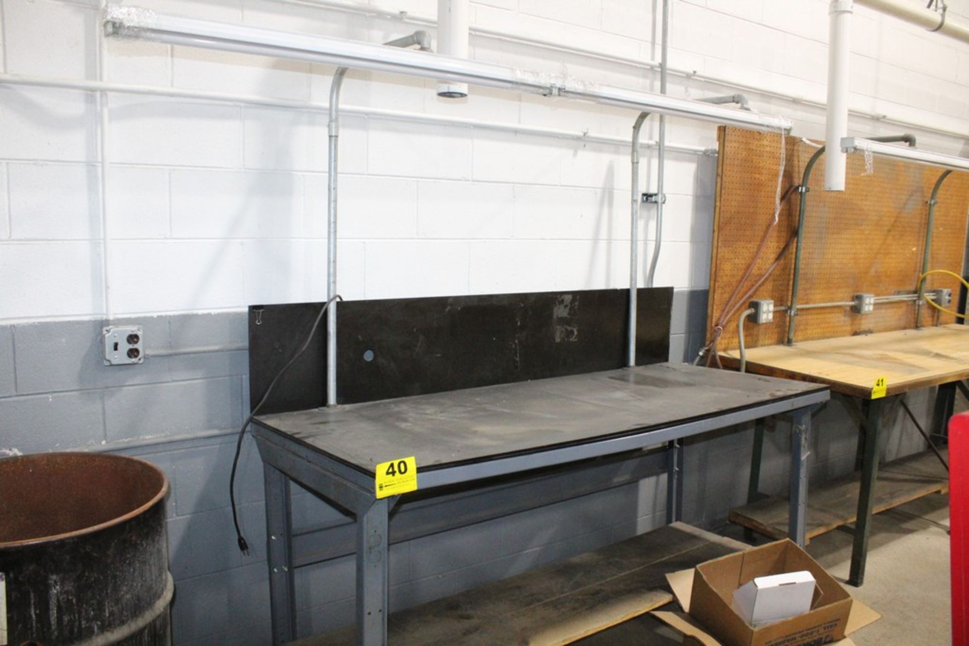 72" X 30" X 36" STEEL WORKBENCH WITH OVERHEAD LIGHT LOADING FEE: $25.00