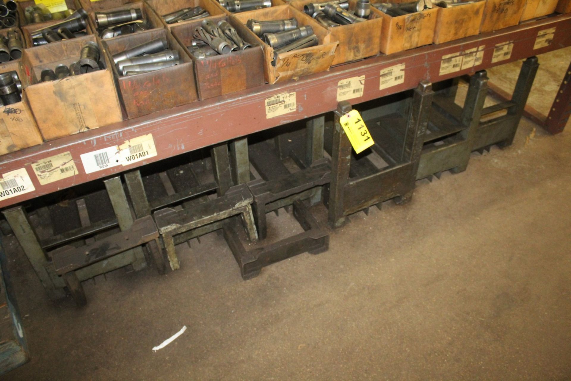 (10) ASSORTED MATERIAL RACKS UNDER BENCH