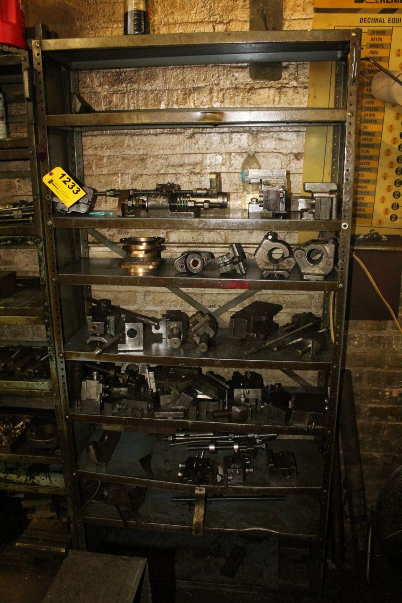 STEEL SHELVING UNIT WITH CONTENTS OF TOOLING AND ACCESSORIES