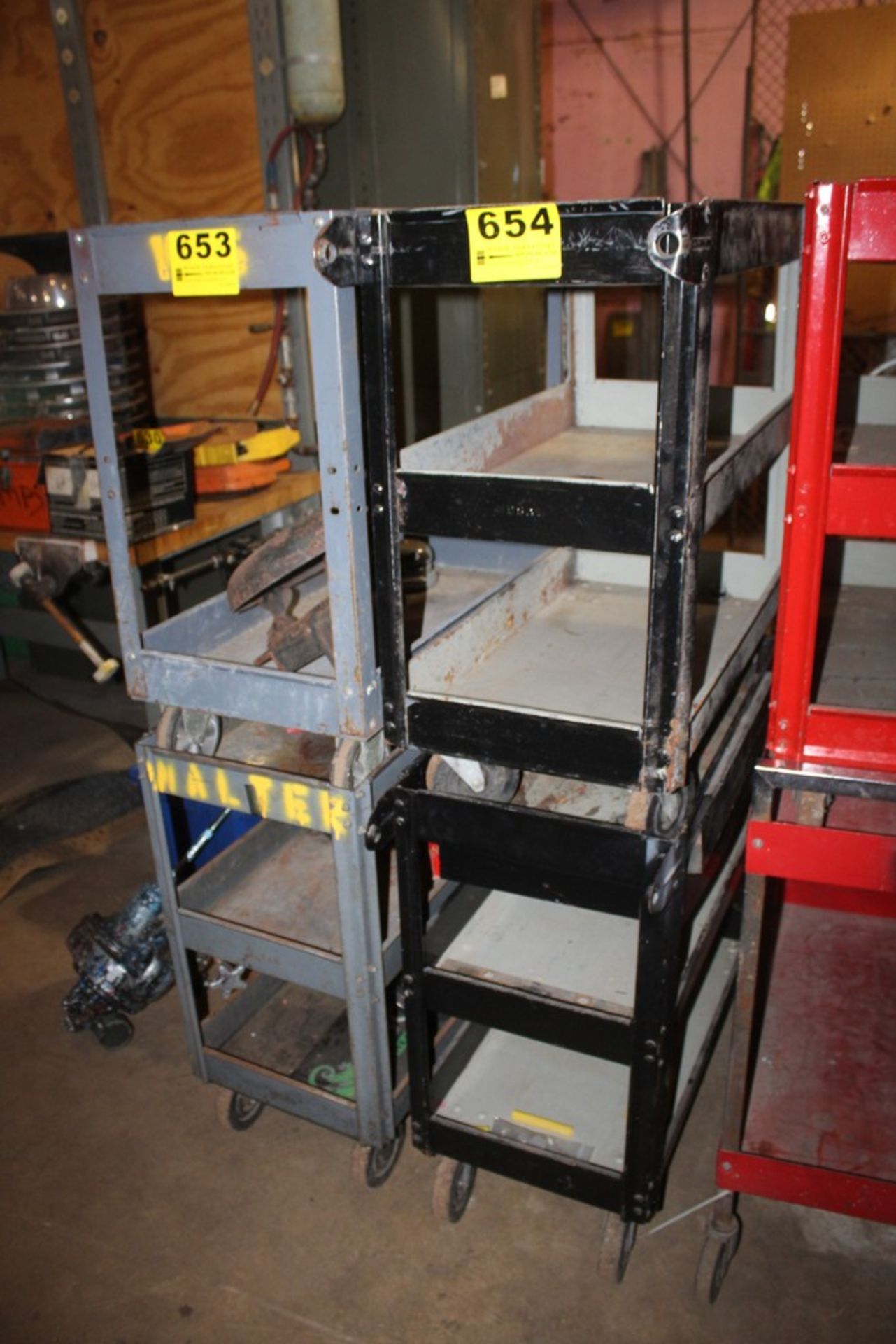 (2) STEEL SHOP CARTS, 15" X 29" X 32"