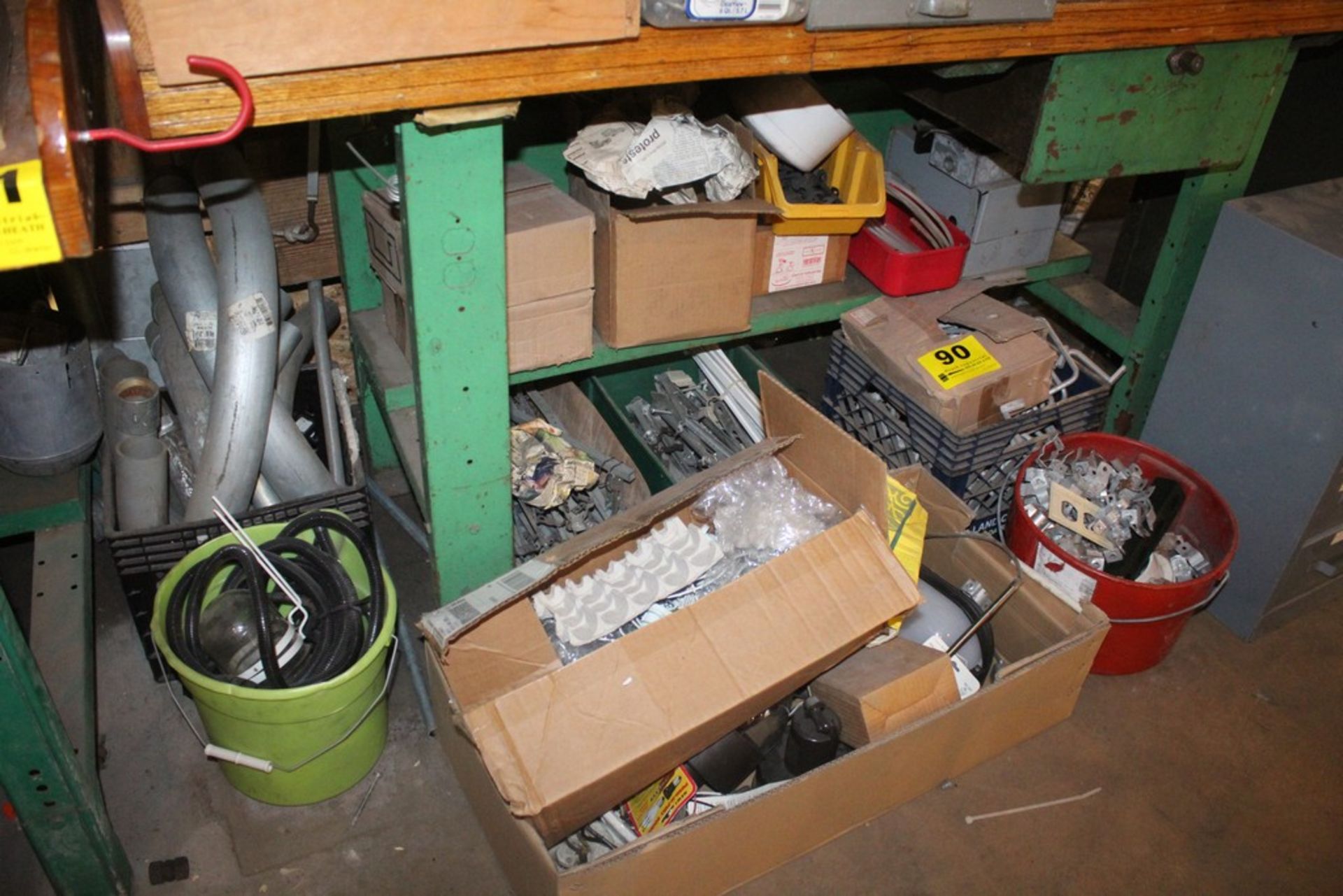 ASSORTED ELECTRICAL HARDWARE UNCER BENCH