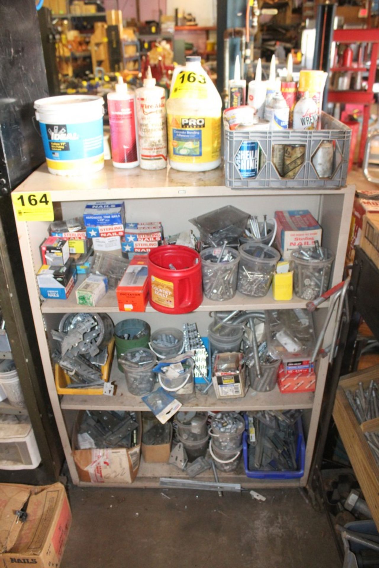 ASSORTED HARDWARE ON (3) SHELVES WTH STEEL SHELVING UNIT, 35" X 13" X 47" - Image 2 of 3