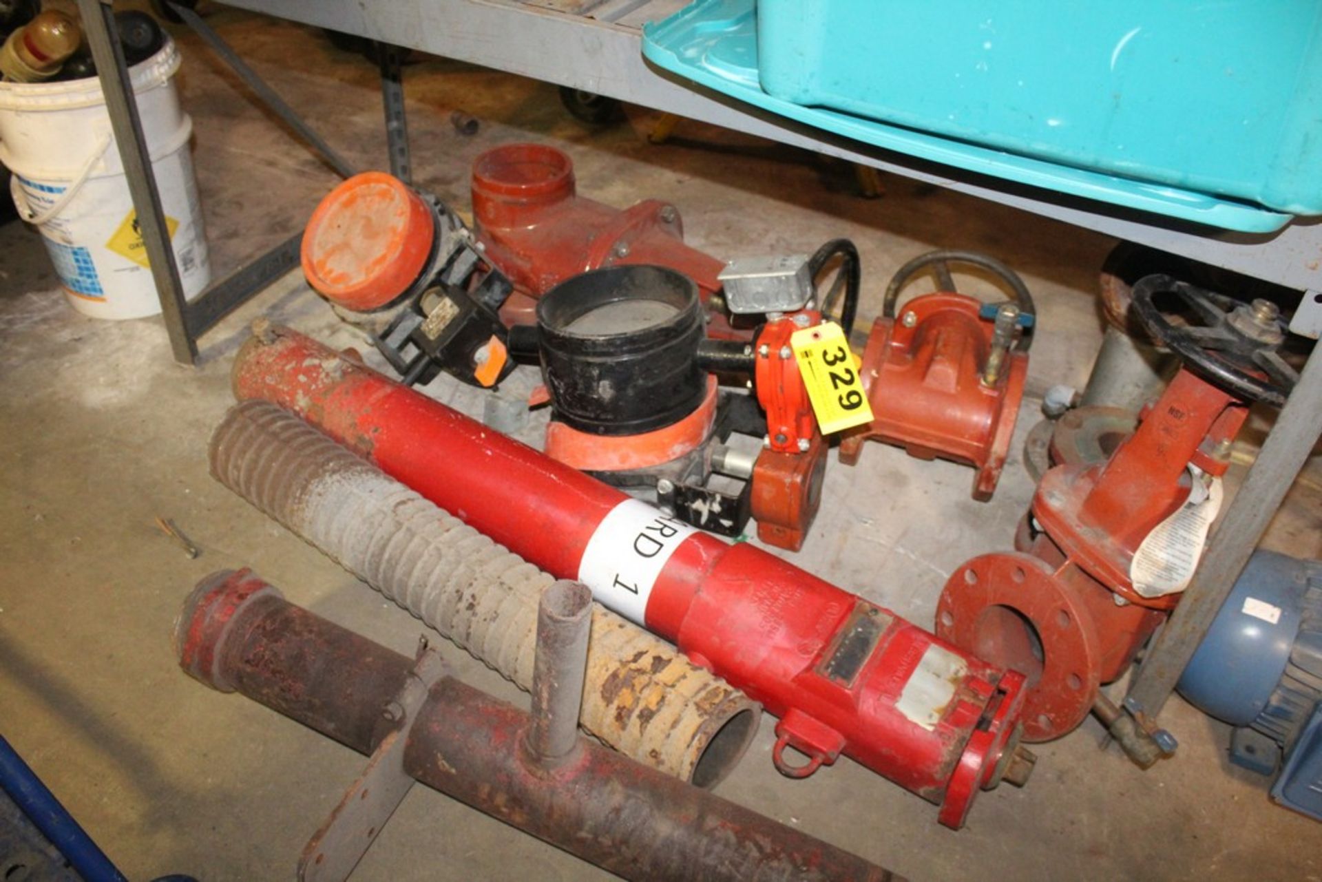 LARGE VALVES & PIPE FITTINGS & MISC. ON FLOOR