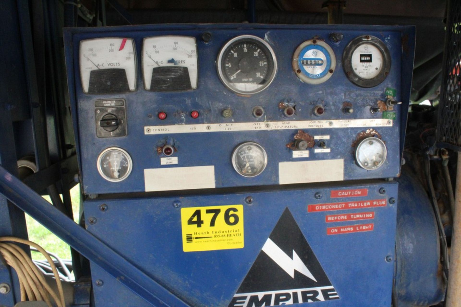 EMPIRE 480 VOLT PORTABLE GENERATOR, FORD 8 CYLINDER GAS ENGINE, TWOAXLE TRAILER, 14' X 6'6", - Image 4 of 17