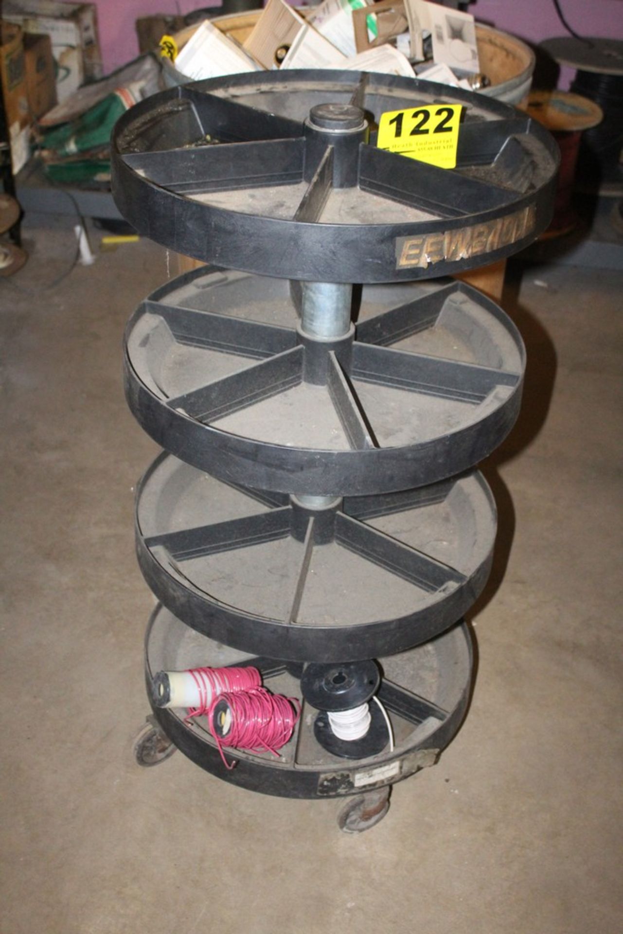 PORTABLE FOUR TIER SMALL PARTS CAROUSEL
