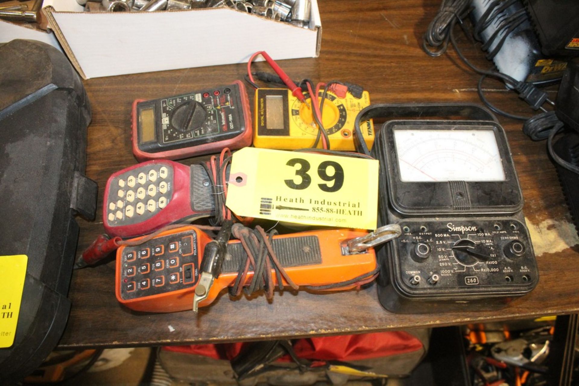 SIMPSON MODEL 260 ANALOG MULTIMETER, (2) BUTT PHONES, (2) DIGITAL MULTIMETERS