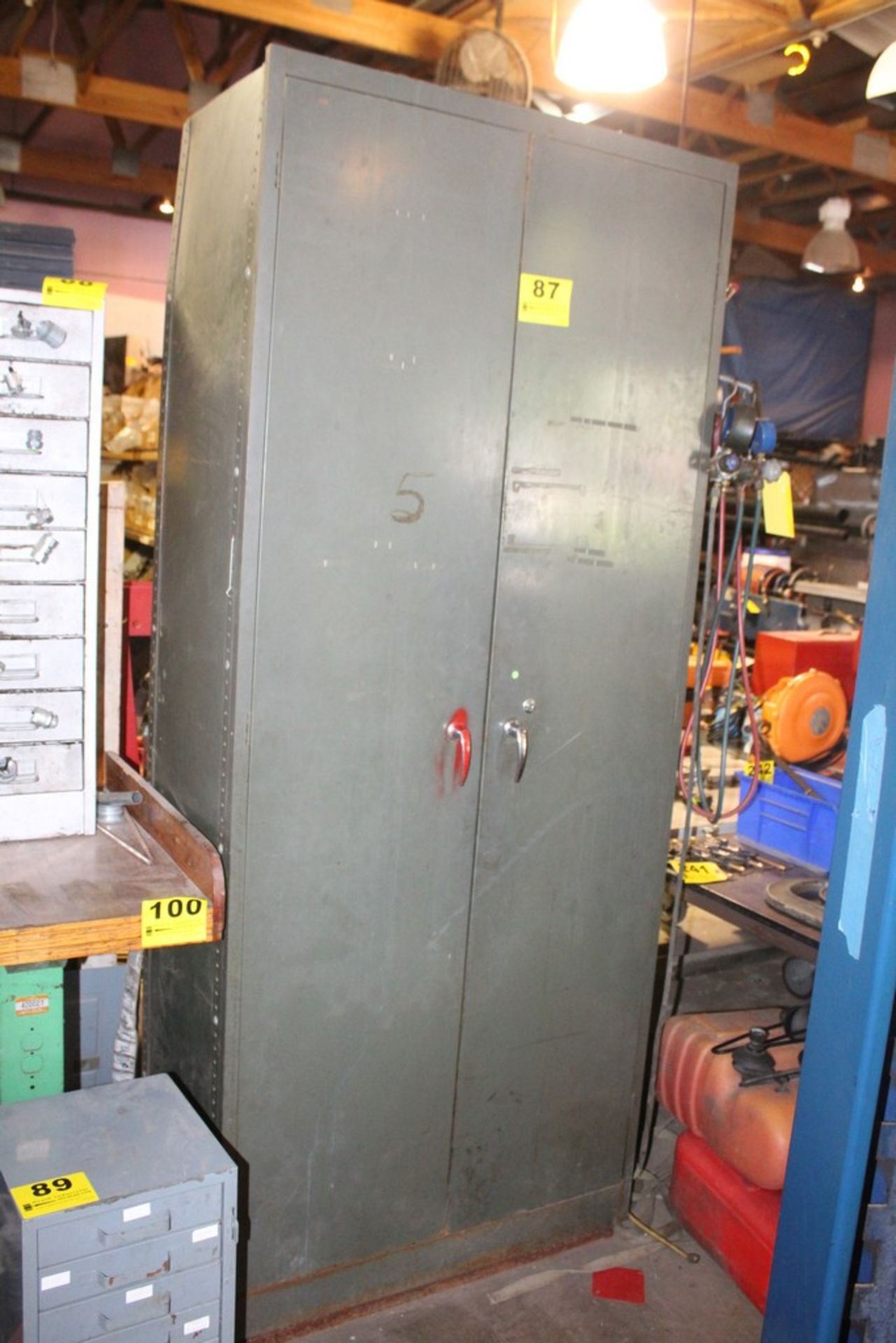 TWO DOOR STEEL STORAGE CABINET, 36" X 19" X 88" H