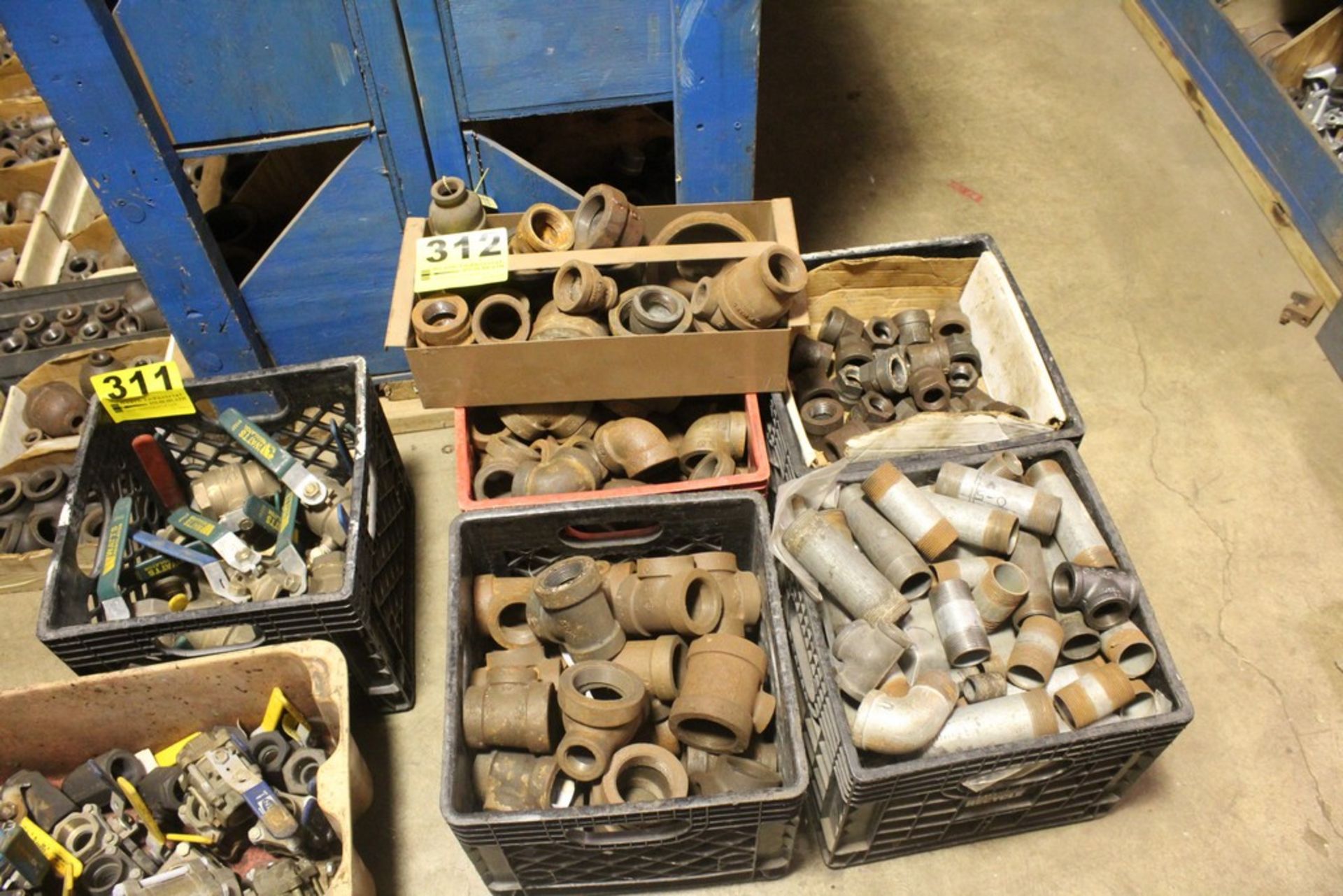 LARGE QTY OF PIPE FITTINGS IN (5) CONTAINERS