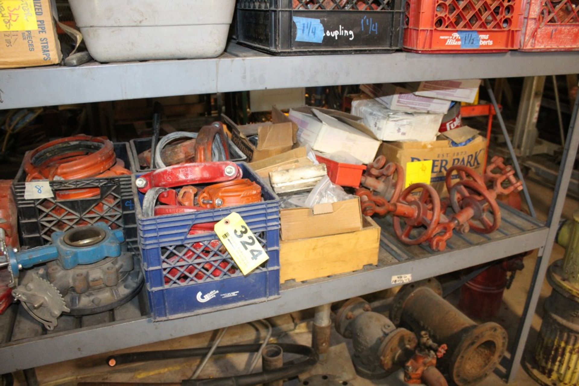 ASSORTED PIPE FITTINGS & SUPPLIES ON SHELF