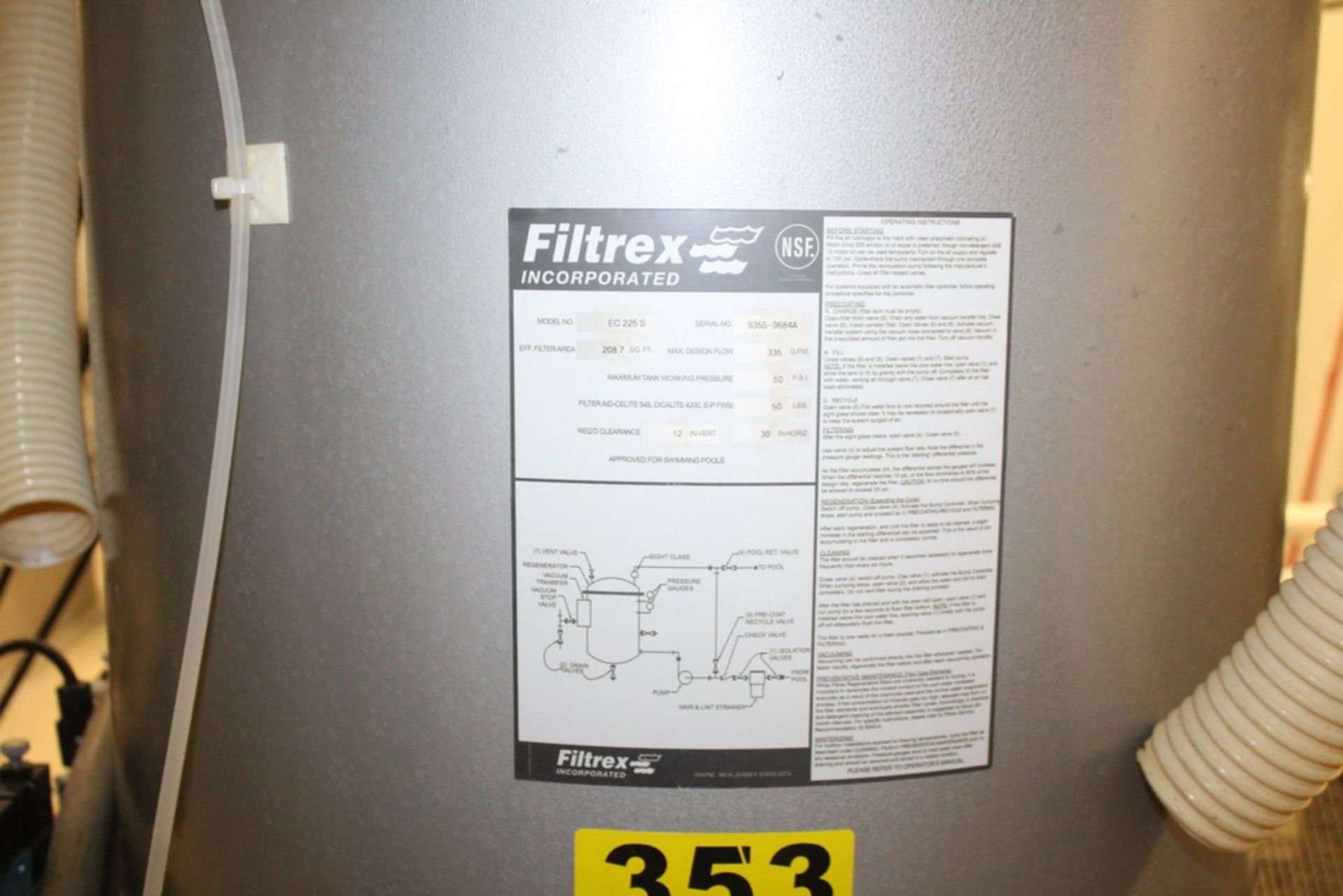 FILTREX MODEL EC225S UNIT, S/N 9355-9684A - Image 2 of 4