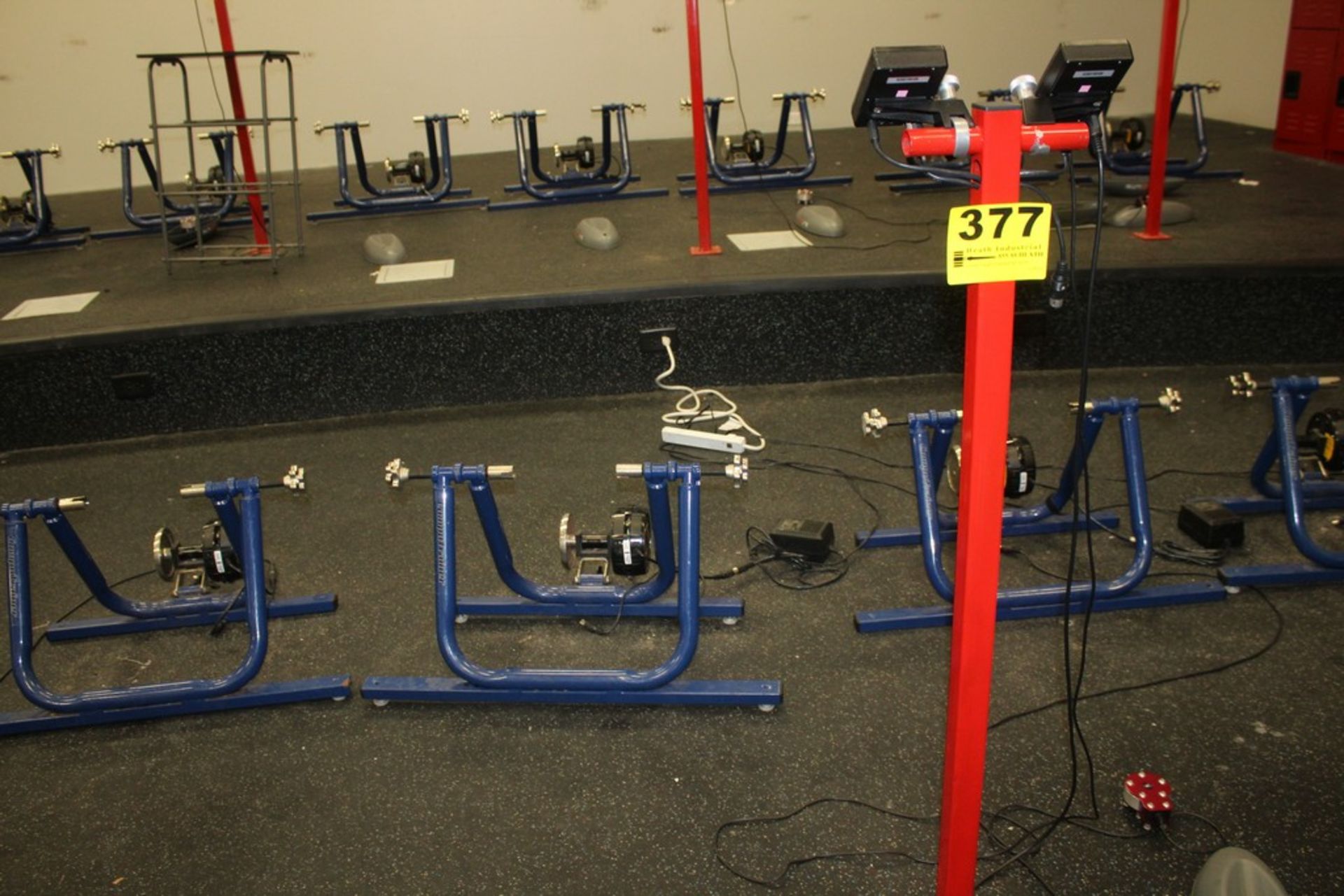 TWO POSITION COMPUTER TRAINING BICYCLE STANDS WITH (2) COMPUTRAINER MONITORS