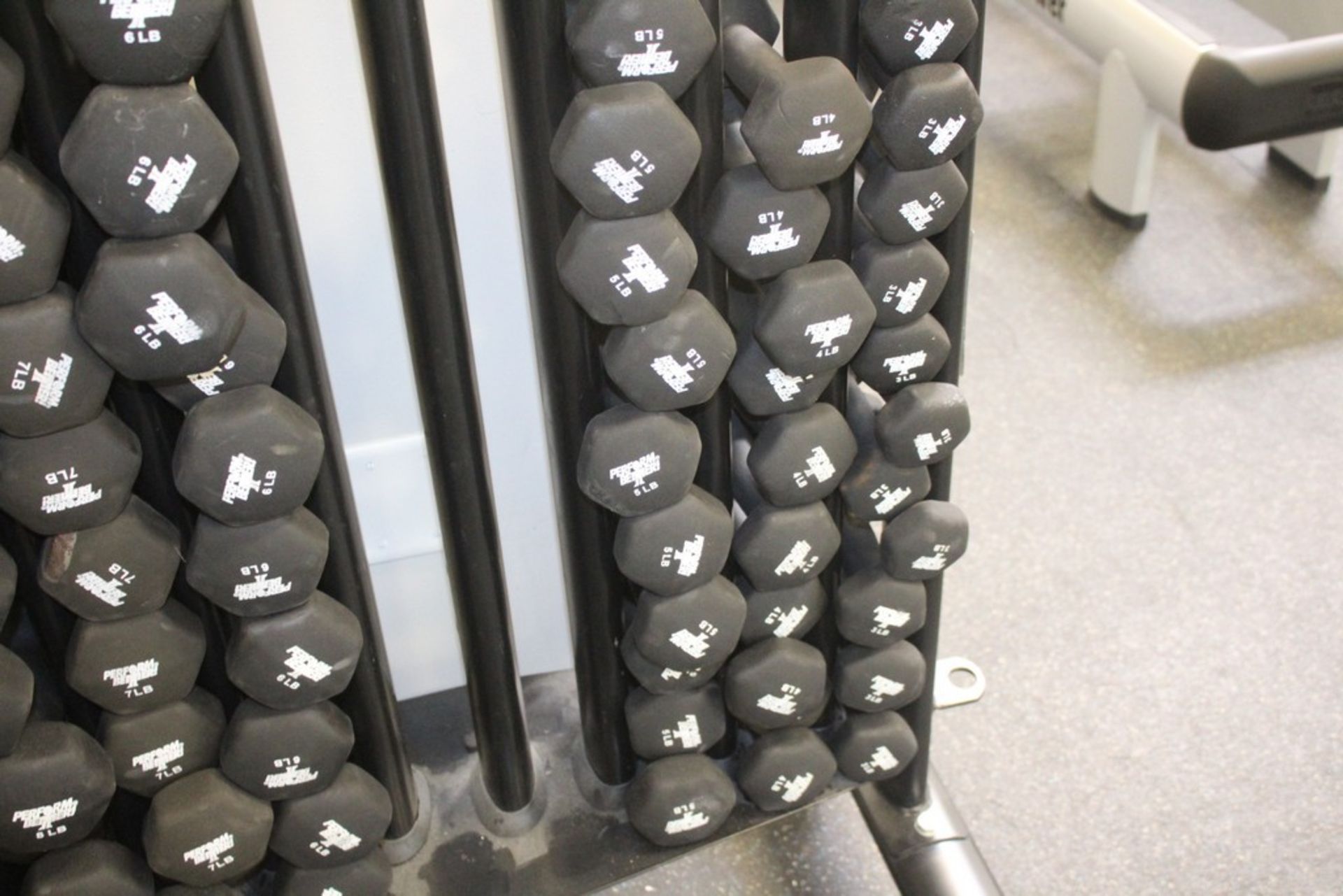 PERFORM BETTER PORTABLE RACK WITH OVER 100 RUBBER DUMBBELLS - Image 3 of 4