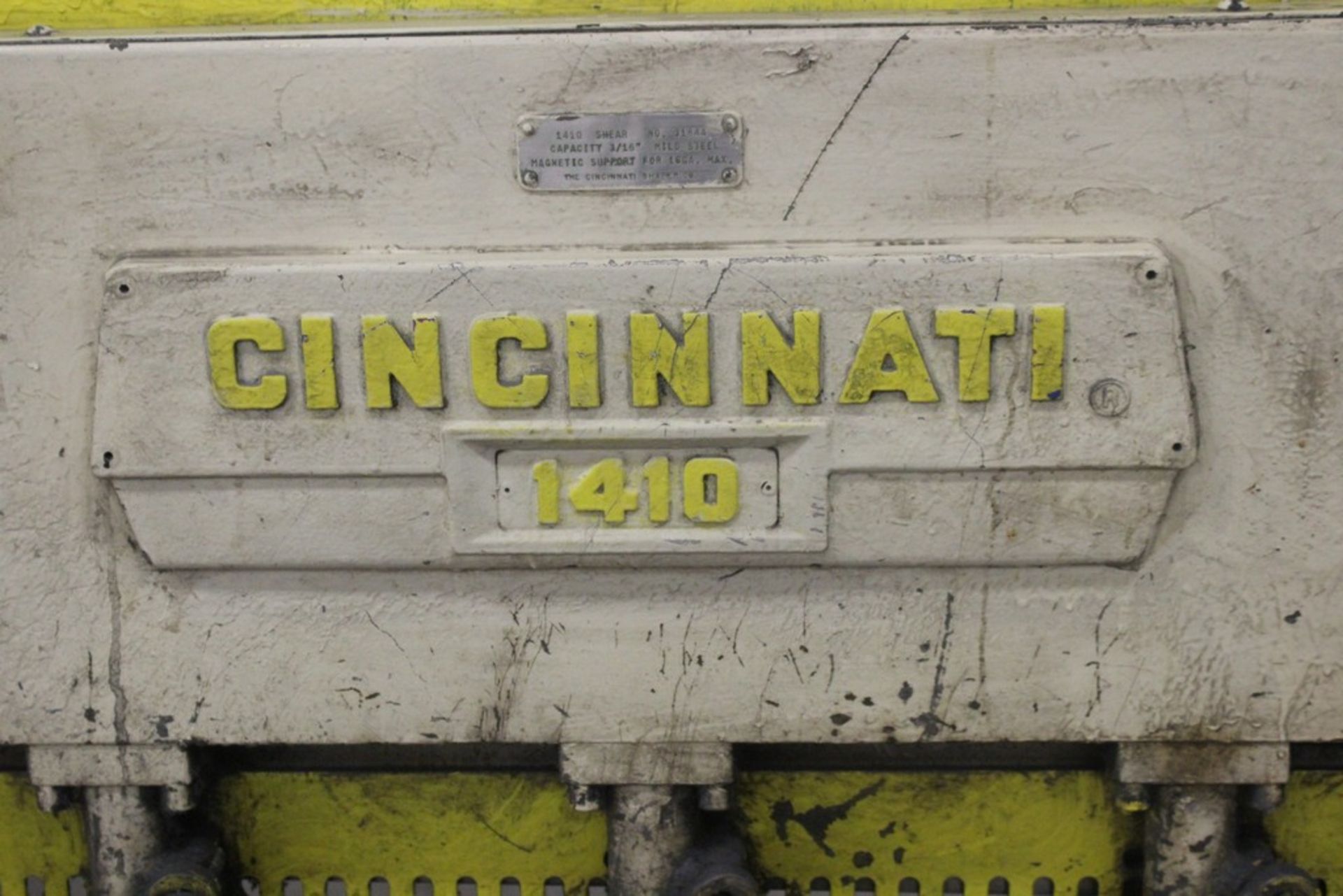 CINCINNATI 3/16”X10’ MODEL 1410 SHEAR, S/N 31844, WITH 36” FRONT OPERATED POWER BACK GAUGE, 8’ - Image 4 of 7