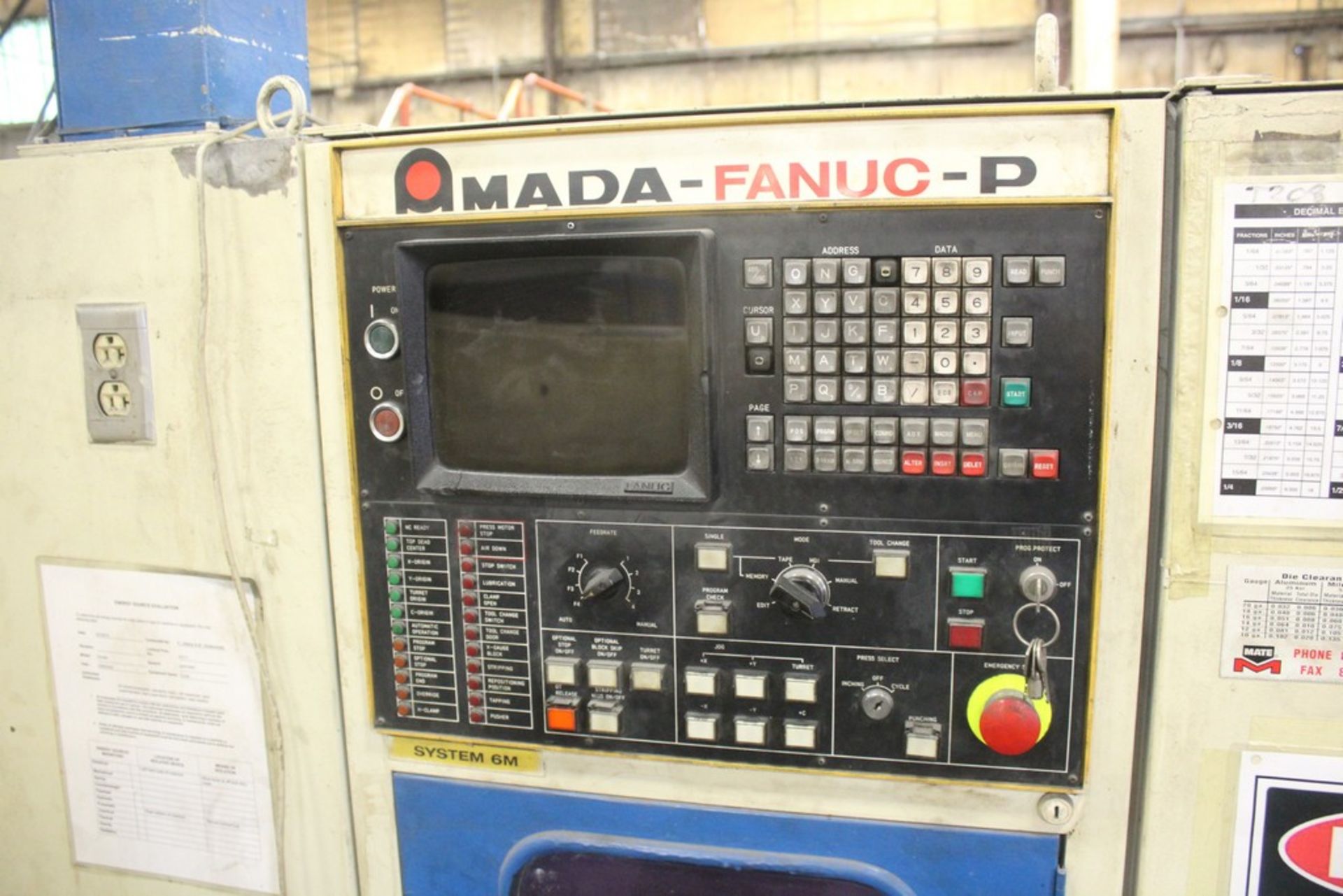 AMADA 30 TON MODEL PEGA 305072 CNC TURRET PUNCH, S/N AA570067, WITH FANUC SYSTEM 6M CONTROL - Image 8 of 12