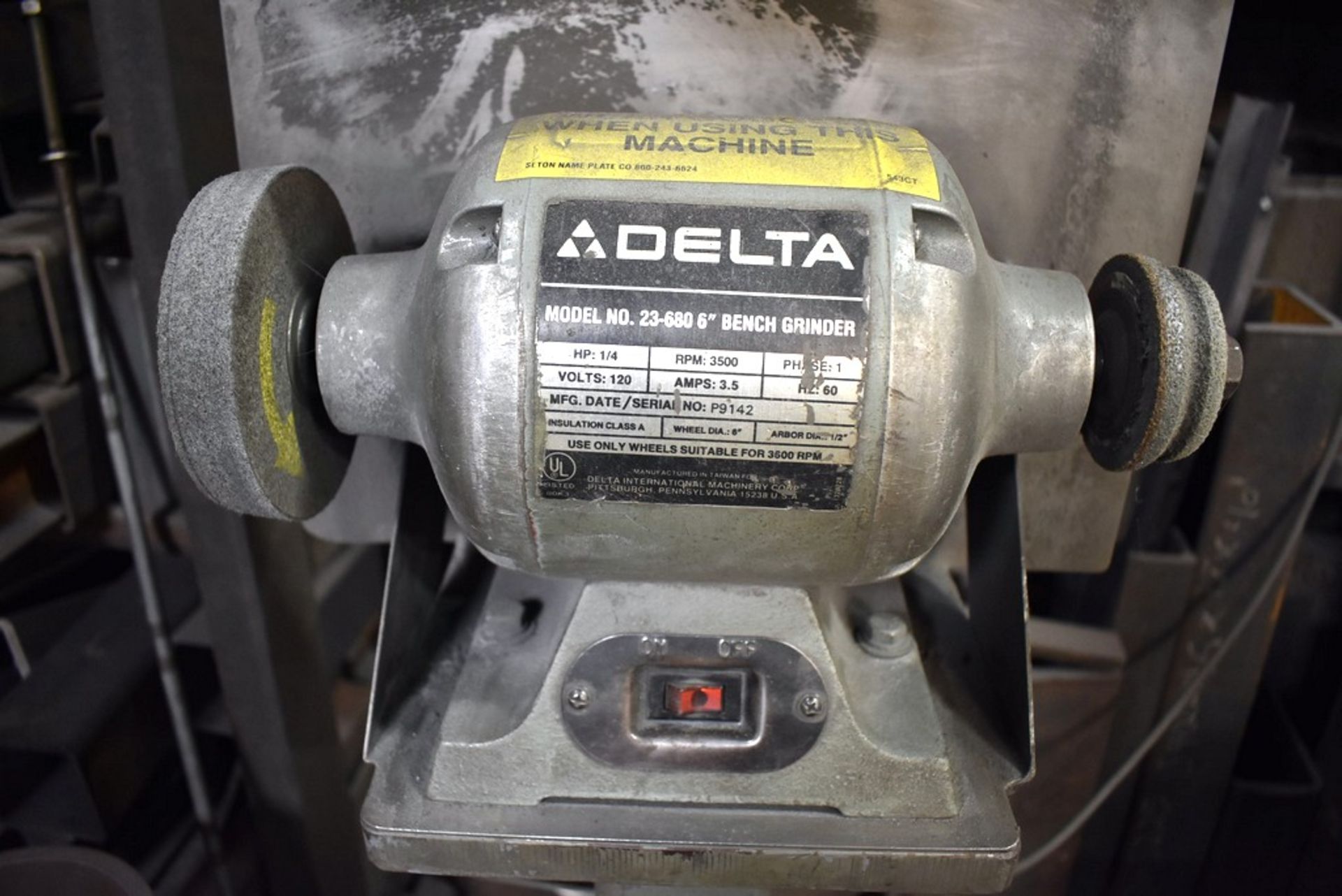 DELTA MODEL 23-680 6" 1/2 HP DOUBLE END PEDISTAL GRINDER - Image 2 of 2