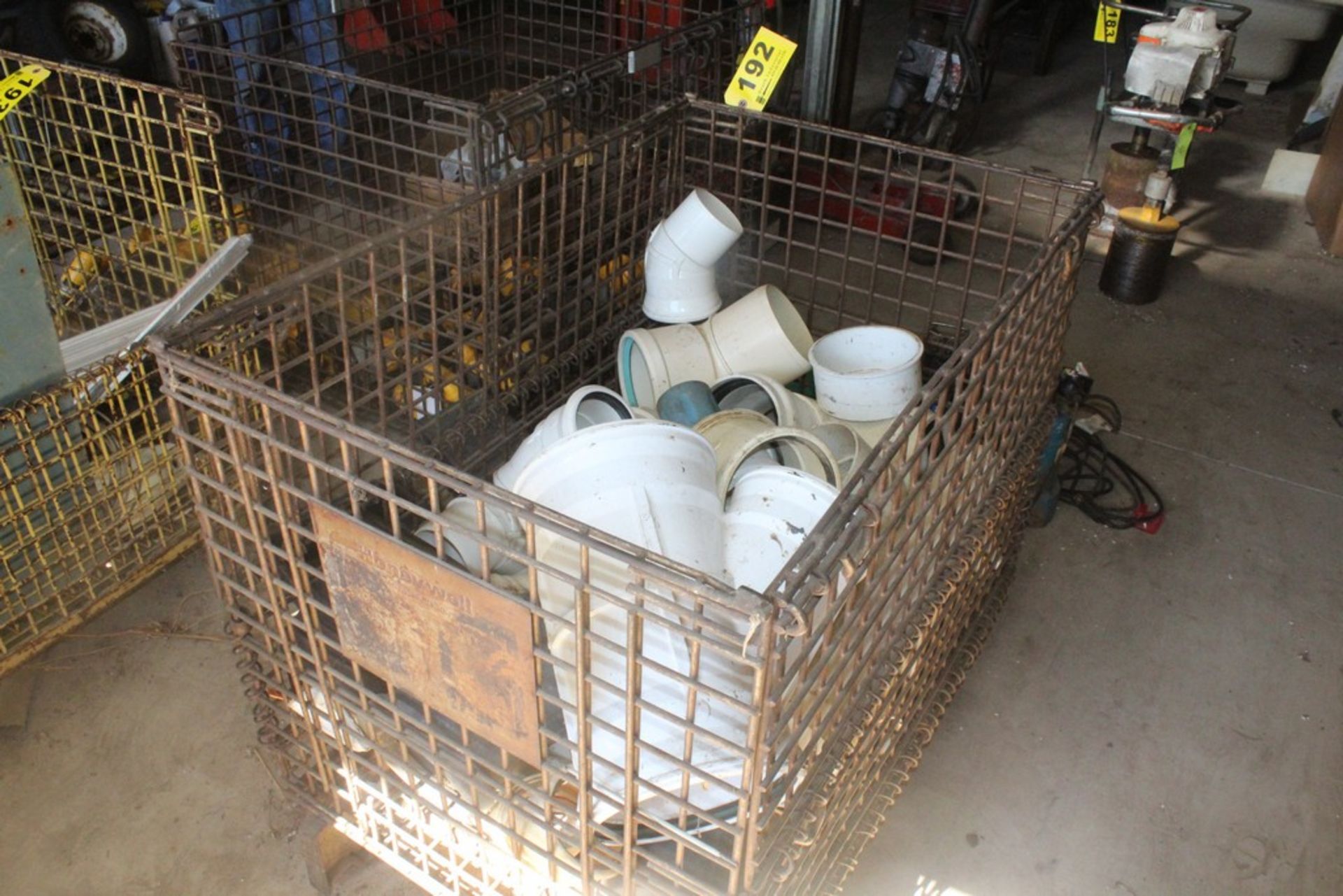 WIRE CRATE, 27" X 41" X 34" WITH LARGE PVC FITTINGS