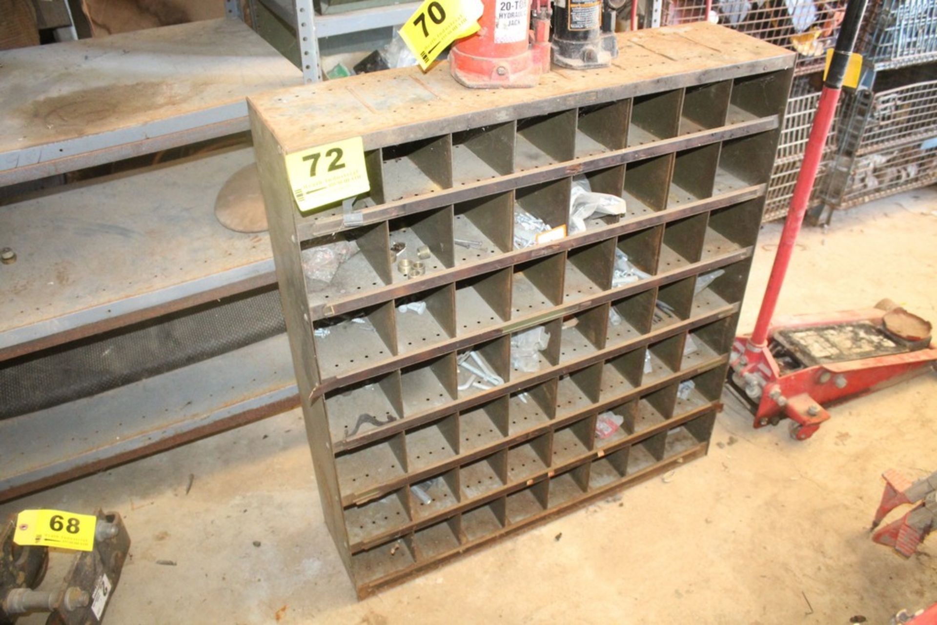 56 COMPARTMENT CUBBY-HOLE BOLT BIN 34" X 9" X 38"