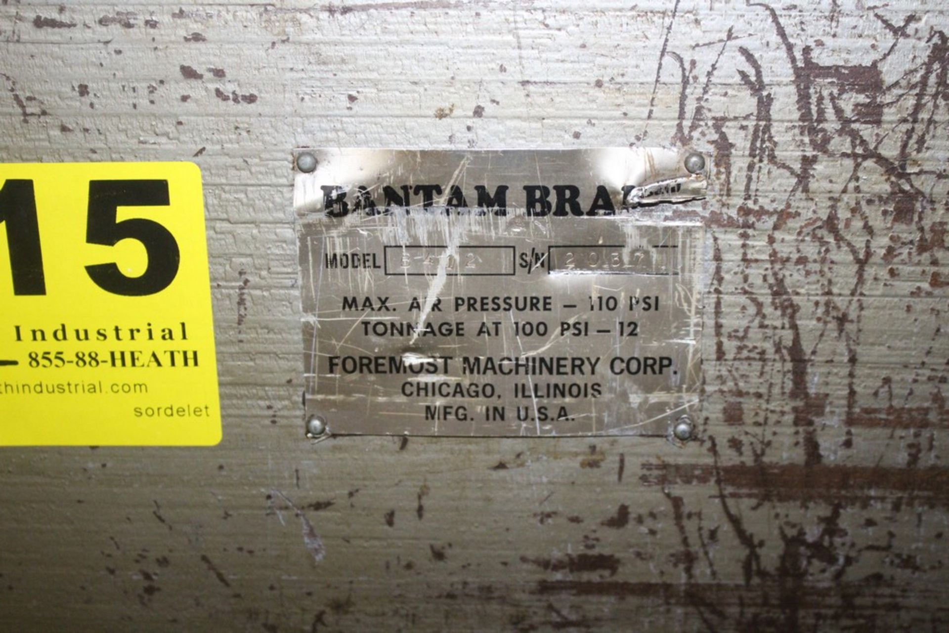 BANTAM MODEL B-412 12 TON X 48" PNEUMATIC PRESS BRAKE S/N: 2037 - Image 3 of 5
