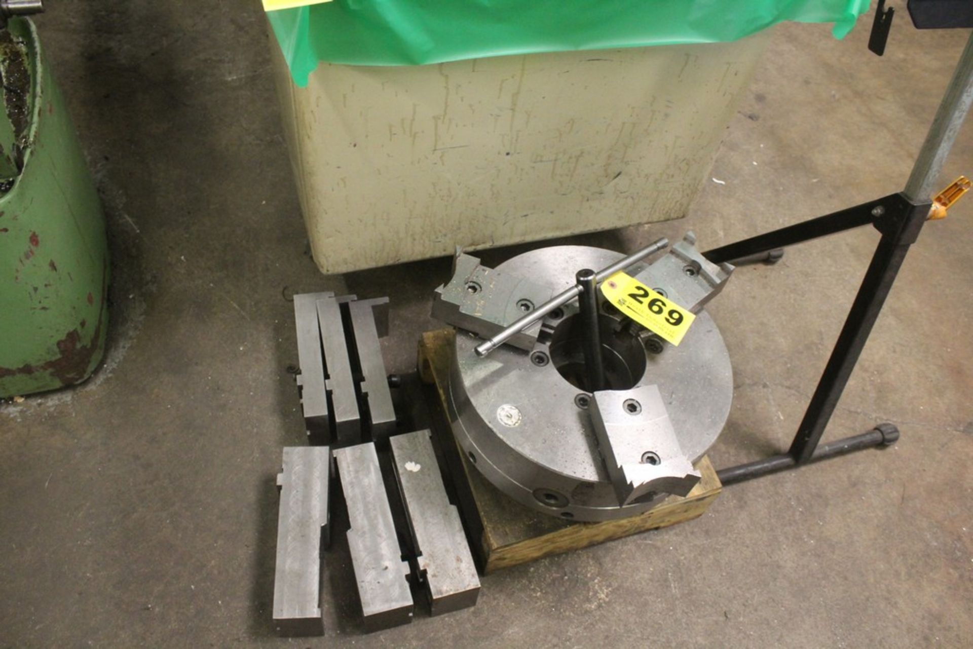 16" 3-JAW LATHE CHUCK, WITH (2) SETS OF EXTRA JAWS
