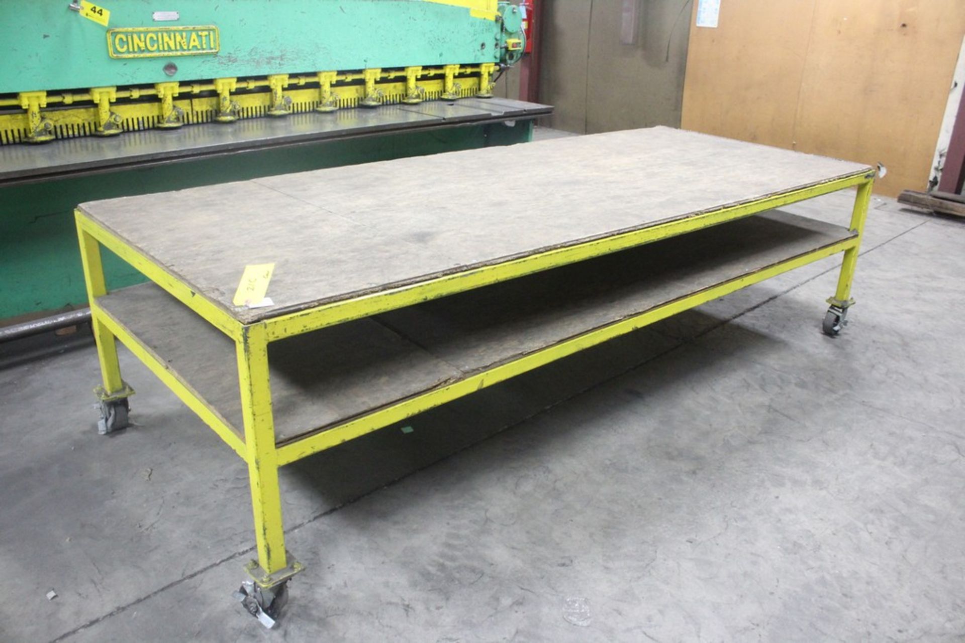 48" x 120" x 33" H Heavy Duty Work Table Mounted on Heavy Duty Casters