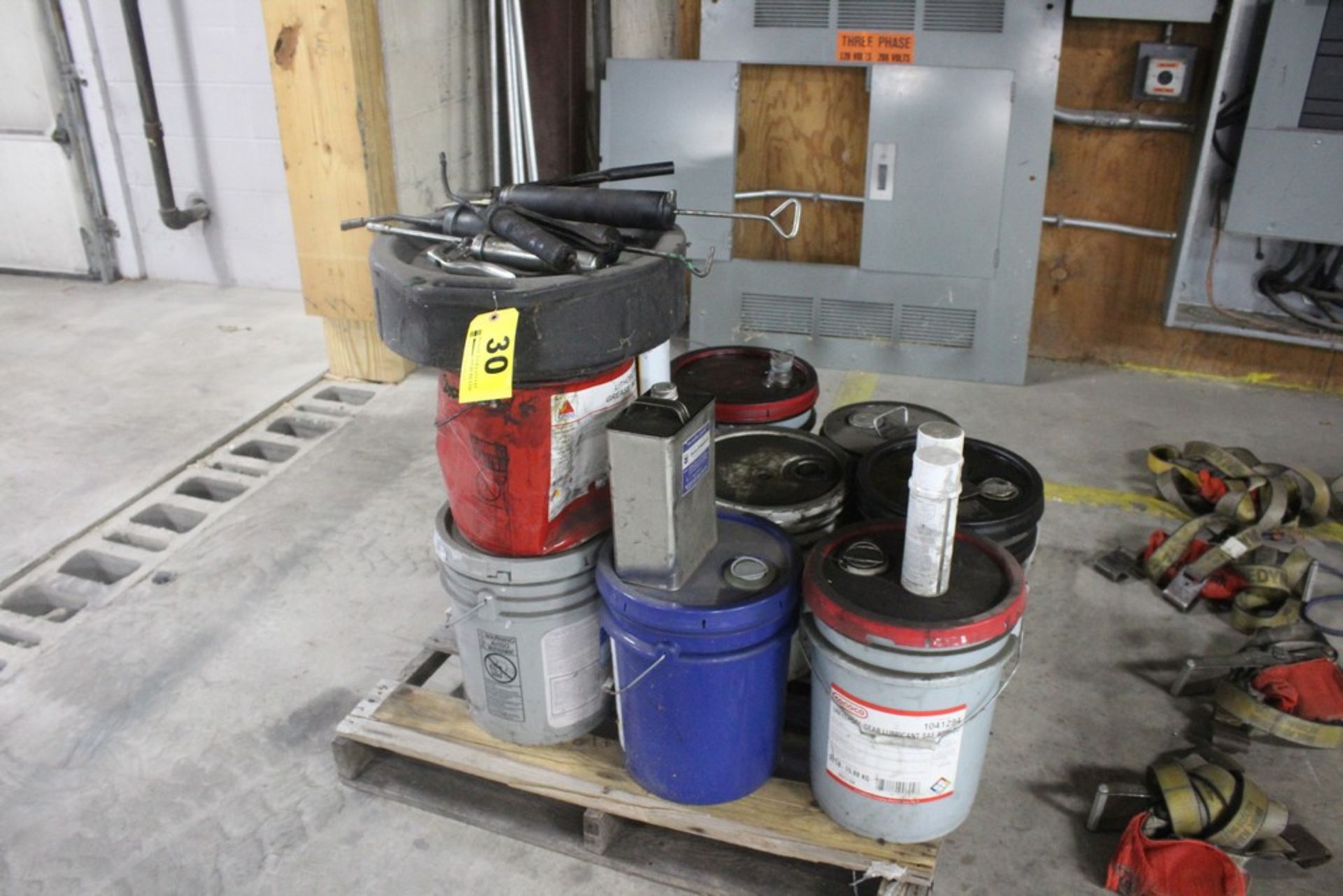 Assorted Grease Guns & Lubricants On Pallet