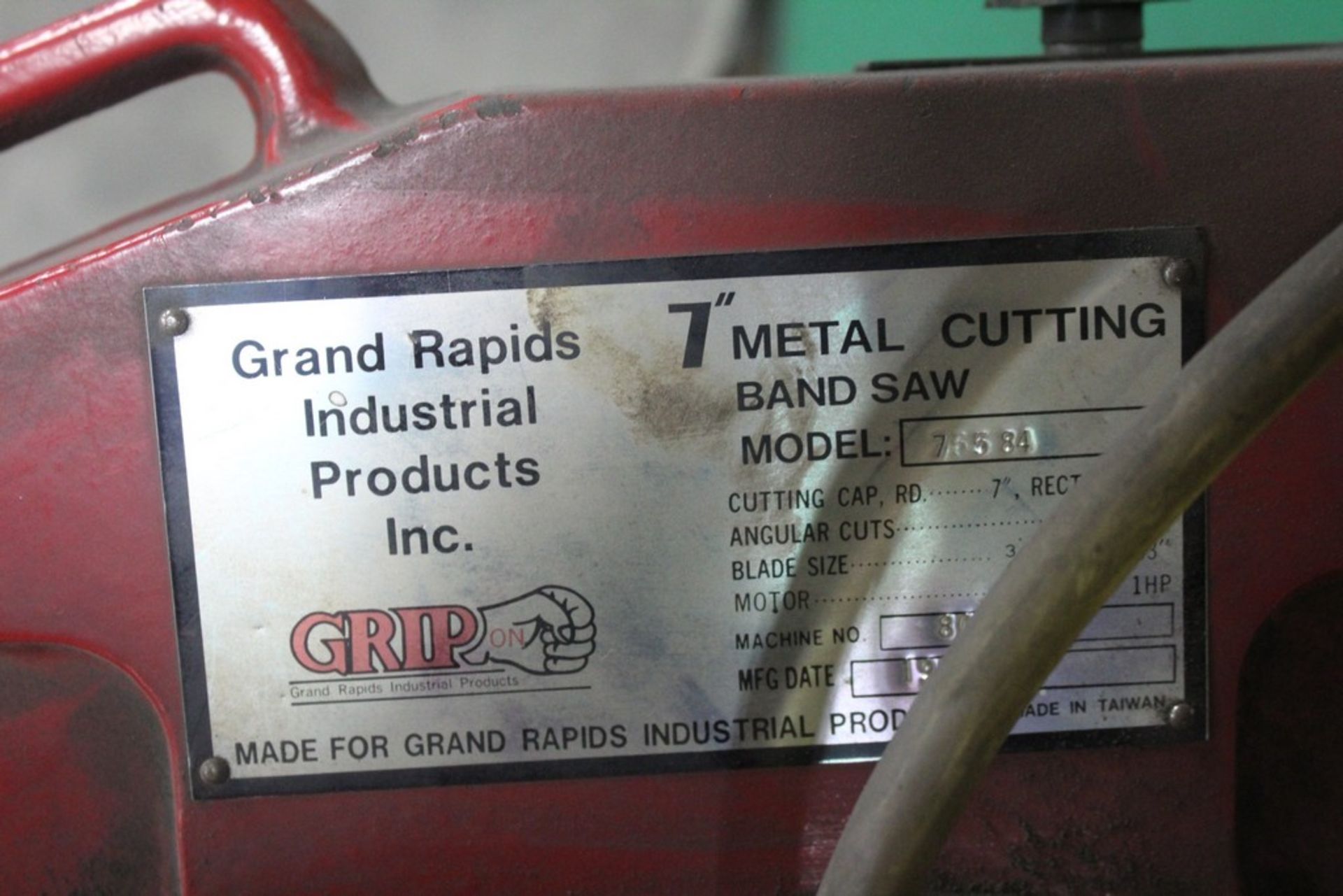 Grand Rapids Industrial Model 75584 7" Horizontal Metal Cutting Bandsaw,Serial Number: 8064121 ( - Image 2 of 5