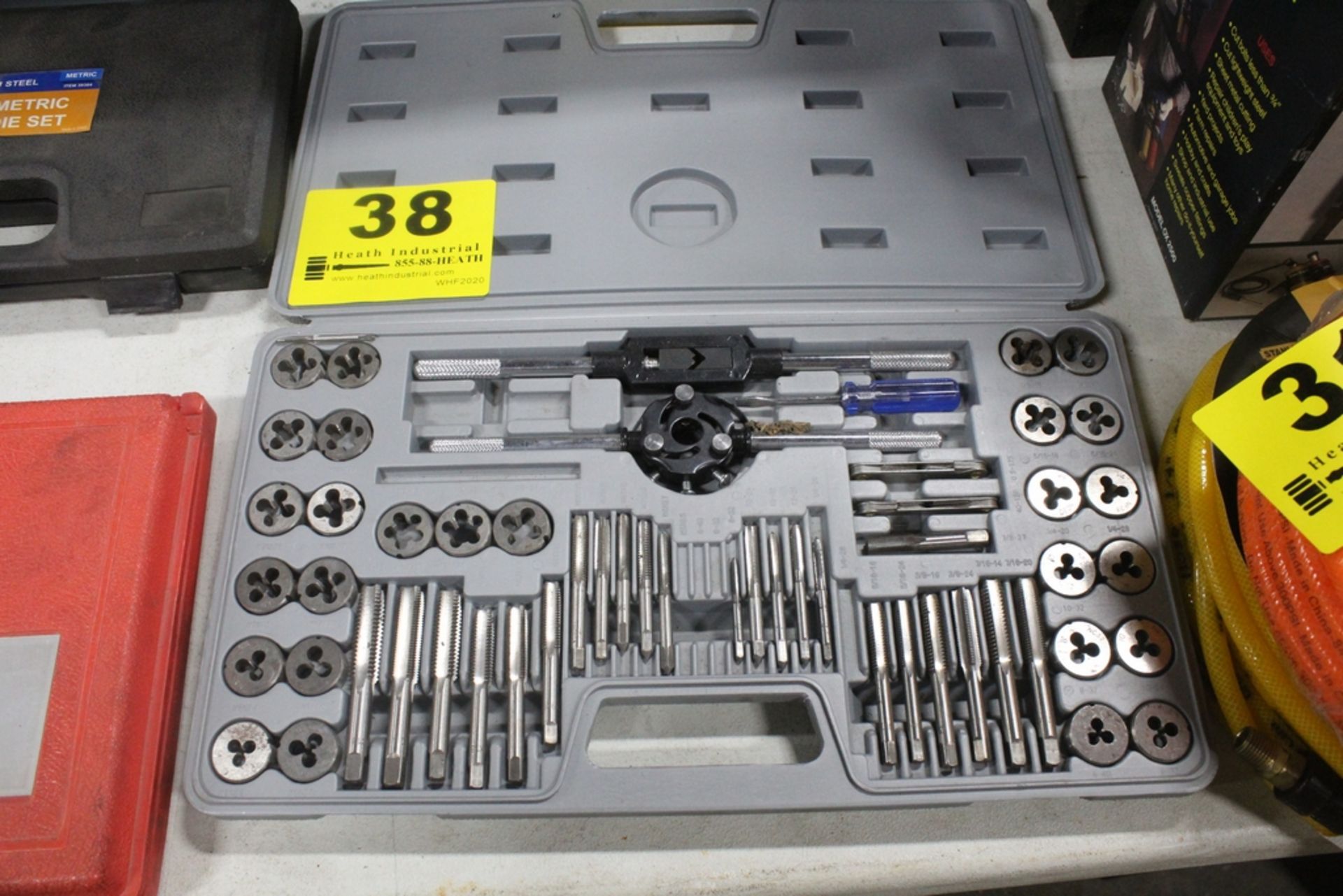 TAP AND DIE SET, NATIONAL COARSE AND FINE THREADING, WITH CASE