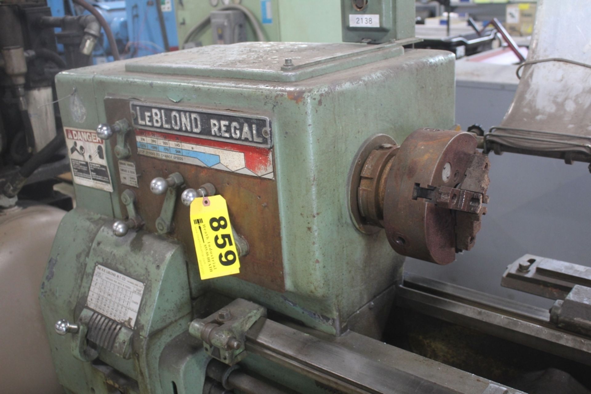 LEBLOND 19”X54” MODEL REGAL TOOLROOM LATHE, S/N 2F876, 1500 SPINDLE RPM, WITH 8” 3-JAW CHUCK, INCH - Image 2 of 6