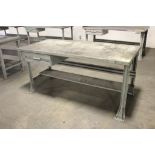 STEEL SHOP TABLE WITH DRAWER, 34" X 72" X 34"