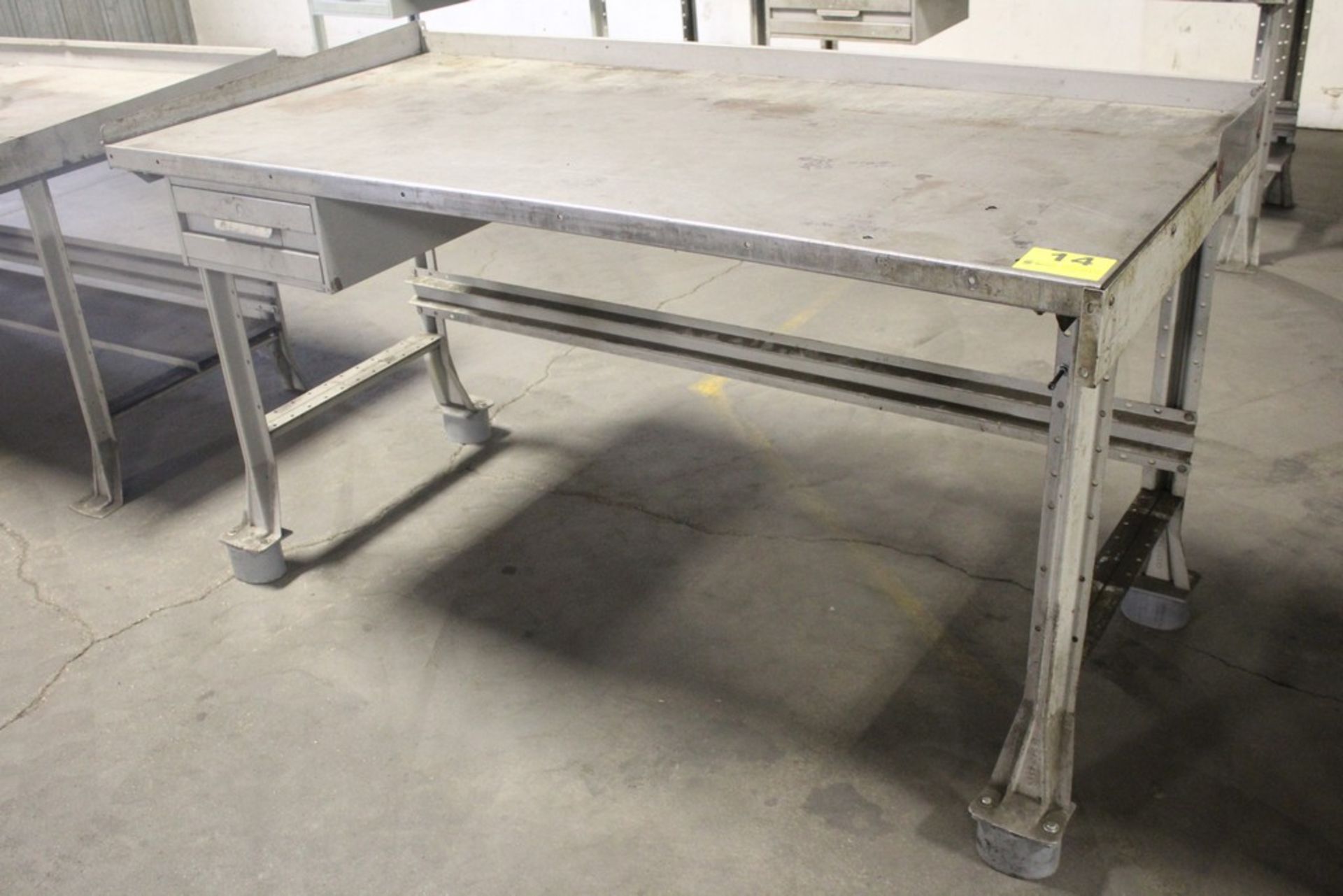 STEEL SHOP TABLE WITH DRAWER, 37-1/2" X 72" X 34"