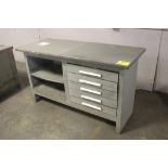 KENNEDY STEEL WORK BENCH WITH FIVE DRAWERS AND SHELVES, 34" X 60" X 24"