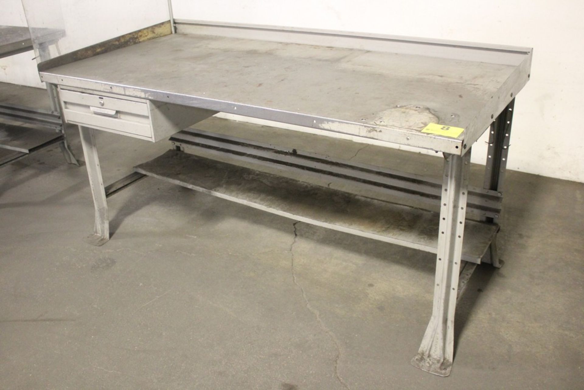 STEEL SHOP TABLE WITH DRAWER, 34" X 72" X 34"