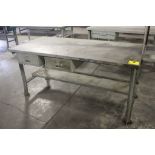 STEEL SHOP TABLE WITH TWO DRAWERS, 34" X 72" X 34"