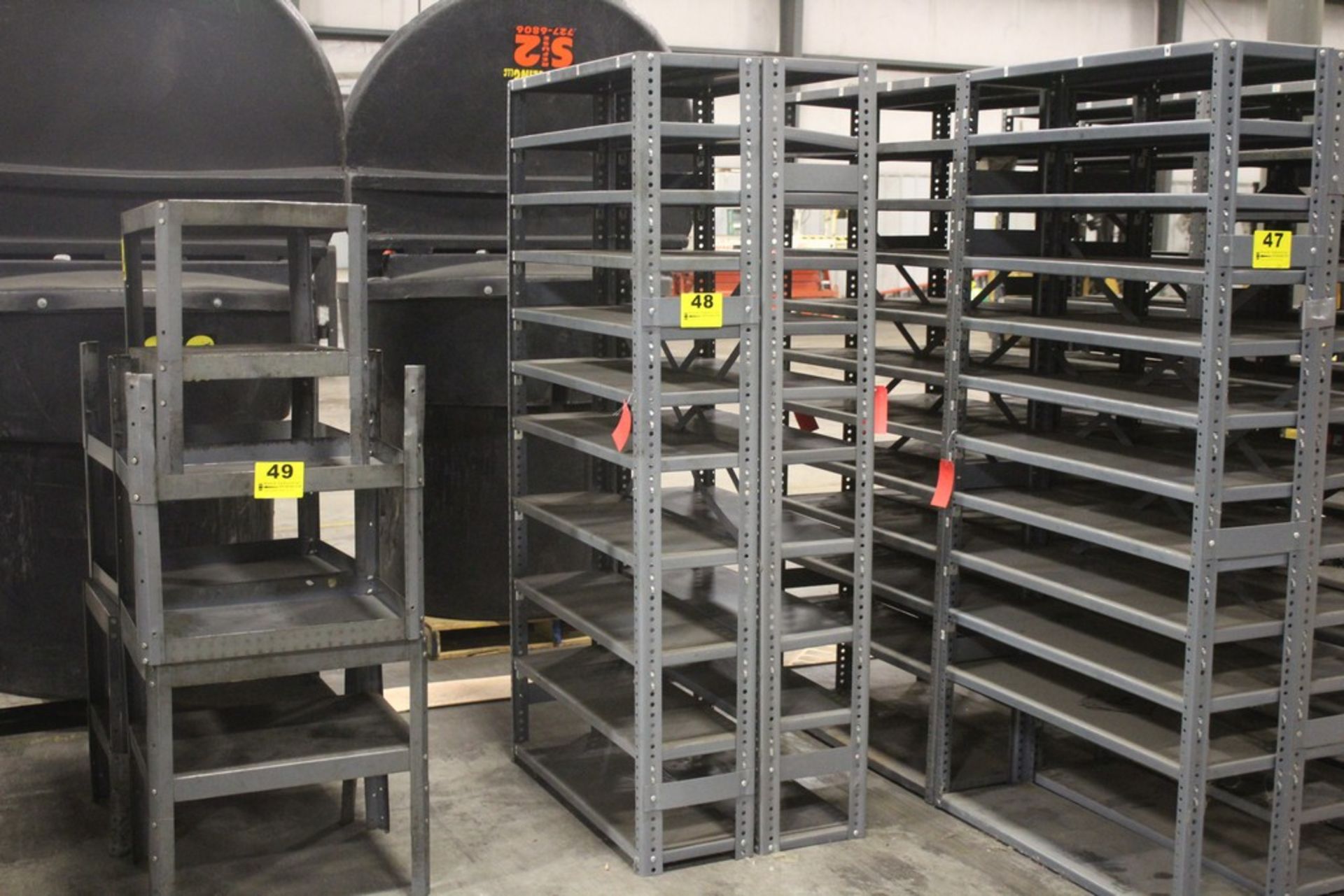 DOUBLE SIDED SHELVING UNIT, 75" X 36" X 24"