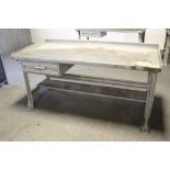 STEEL SHOP TABLE WITH DRAWER, 34" X 72" X 28"