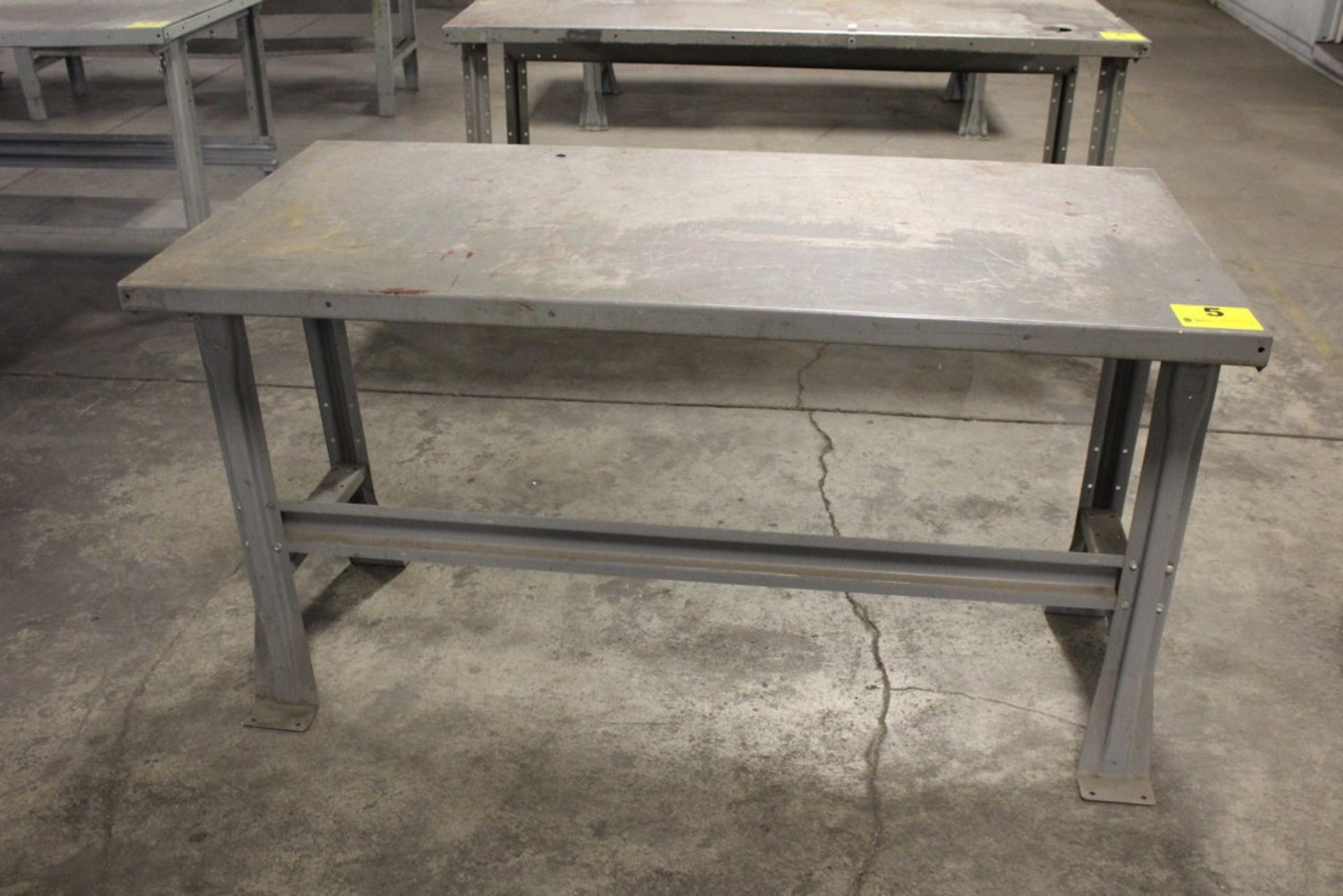 STEEL SHOP TABLE, 34" X 60" X 30"