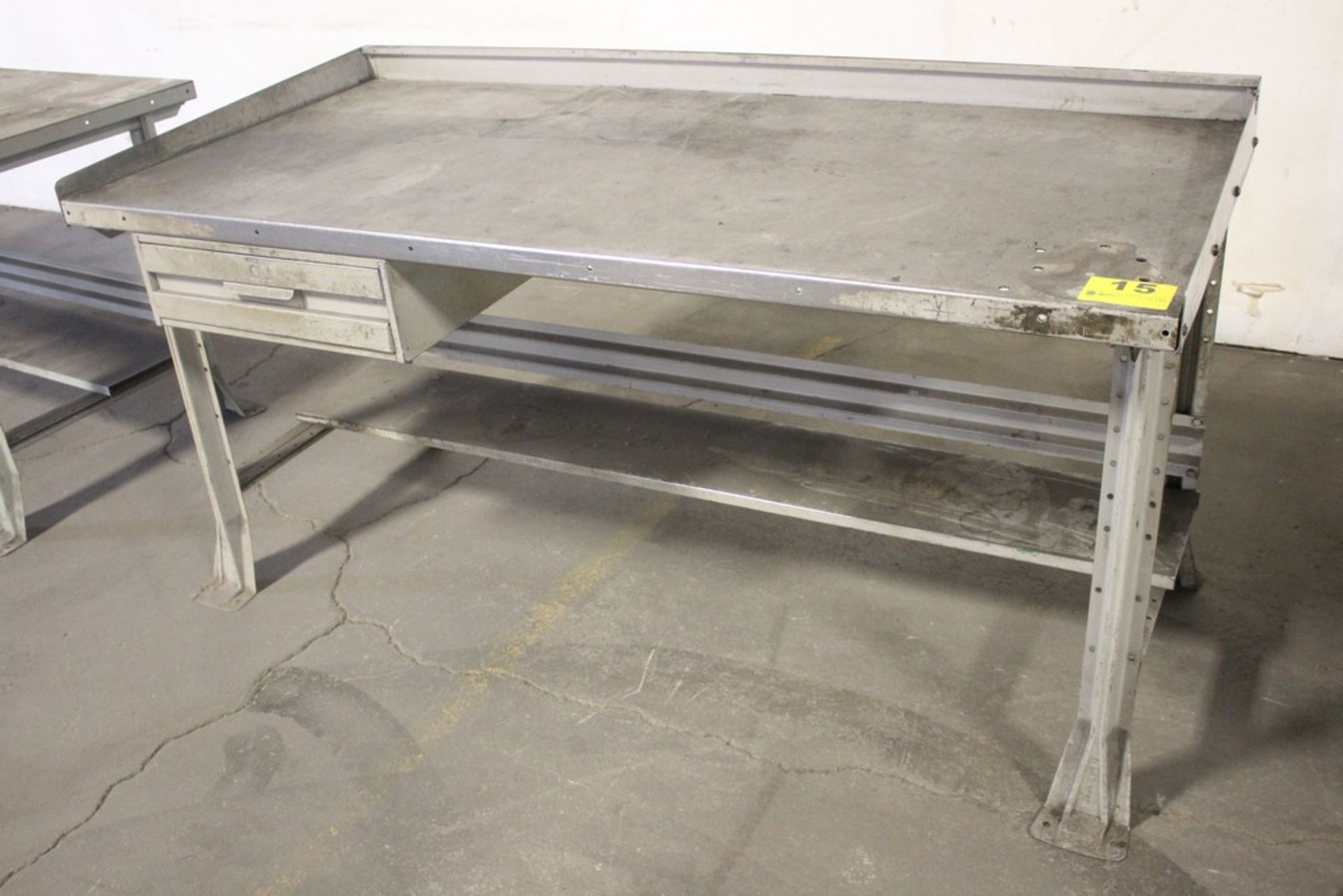 STEEL SHOP TABLE WITH DRAWER, 34" X 72" X 28"