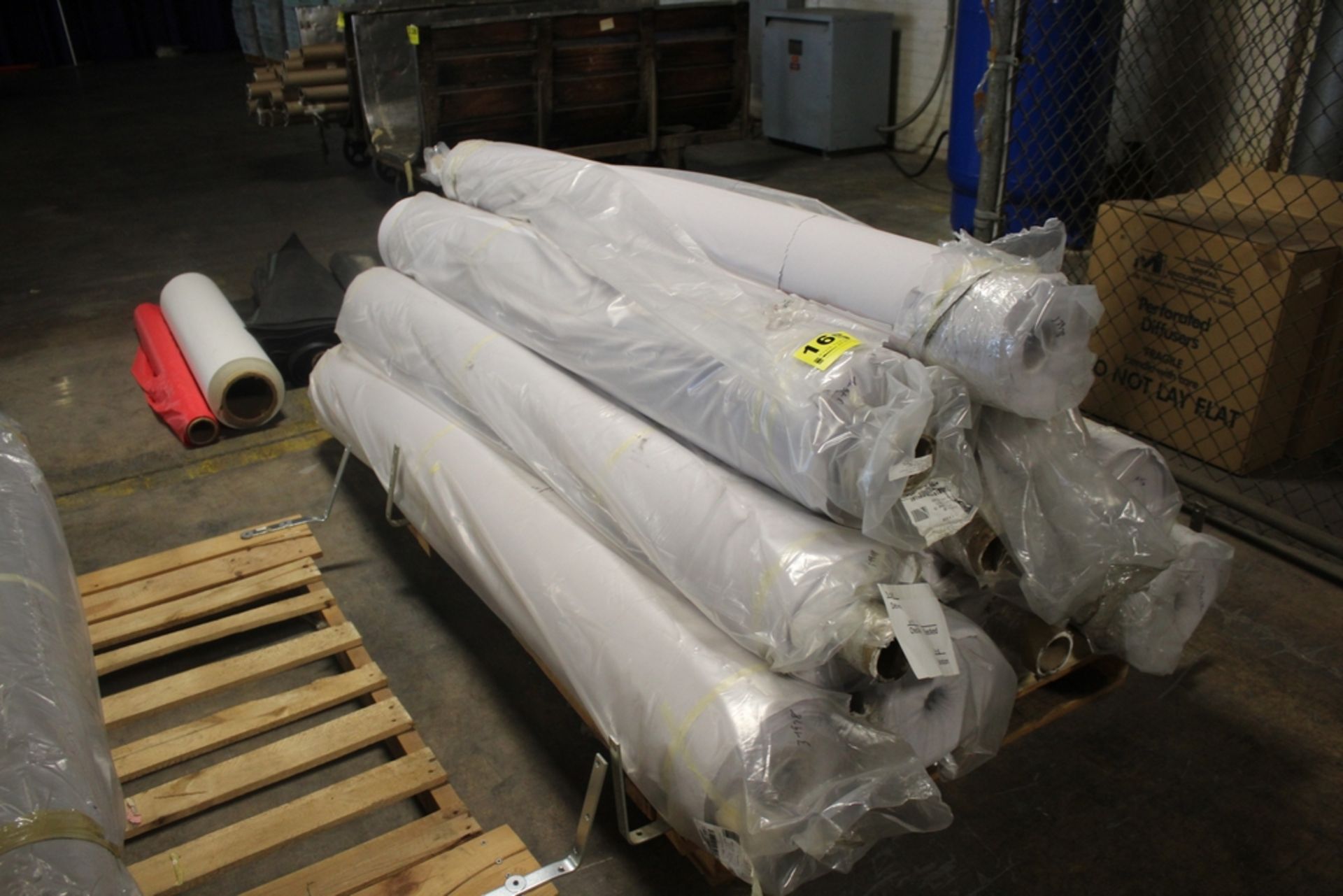 (10) ROLLS OF FABRIC ON SKID, SILVER