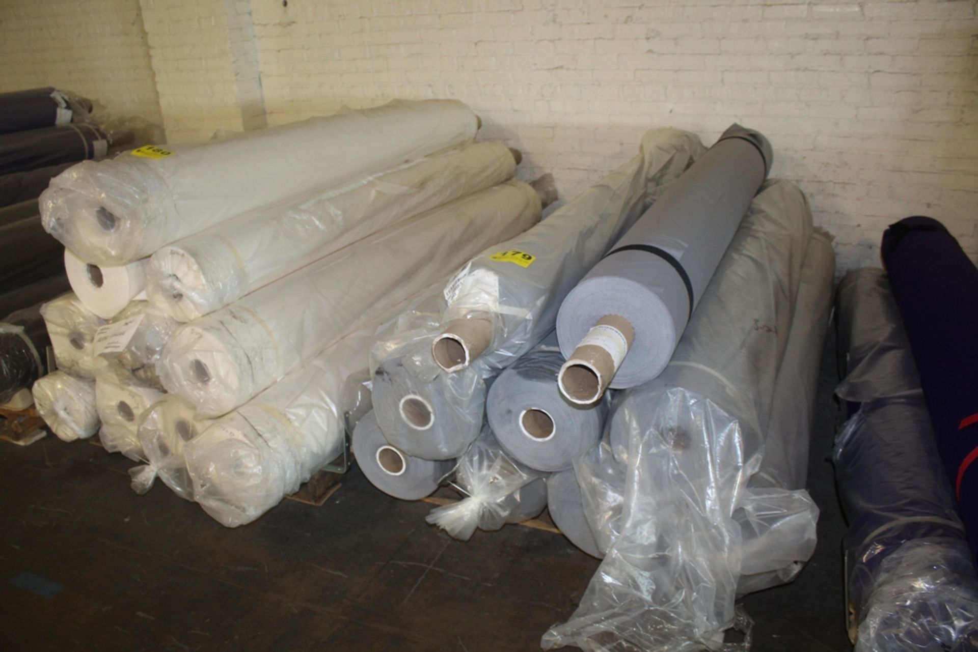 (9) ROLLS OF FABRIC ON SKID, GRAY