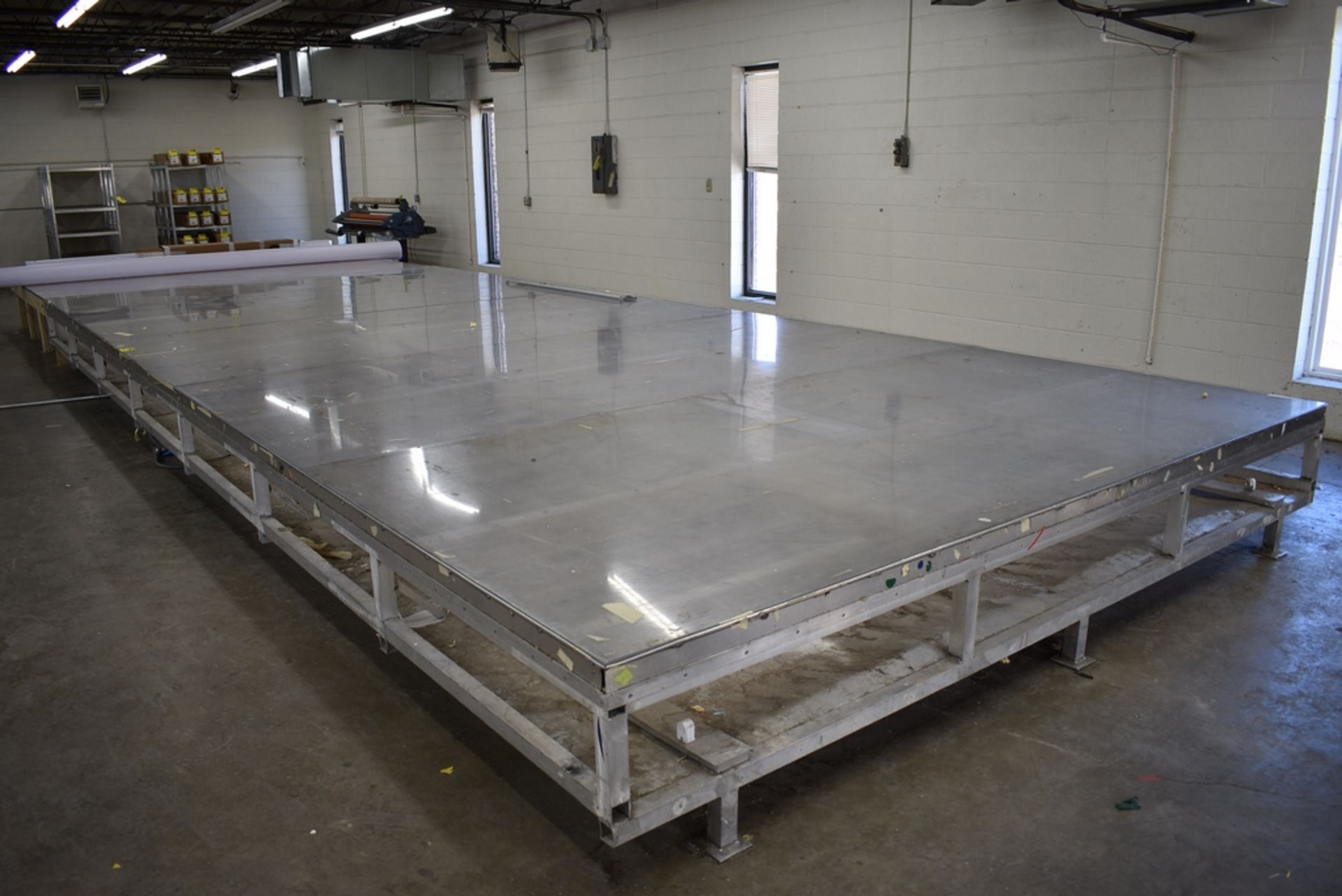 LARGE ALUMINUM FRAMED LAYOUT LIGHT TABLE, 28' X 12', MAY HAVE TO CUT DOWN TO GET THRU DOOR