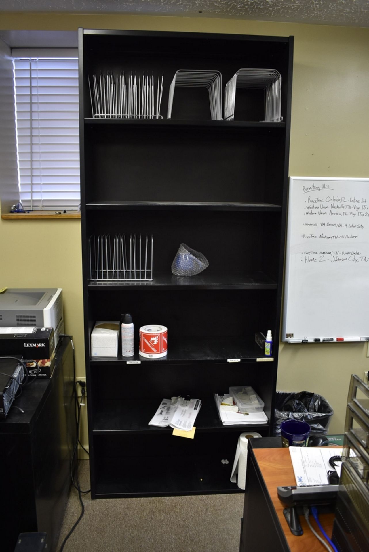 DESK, EXECUTIVE CHAIR, (2) FILE CABINETS, SHELVING UNIT - Image 2 of 2