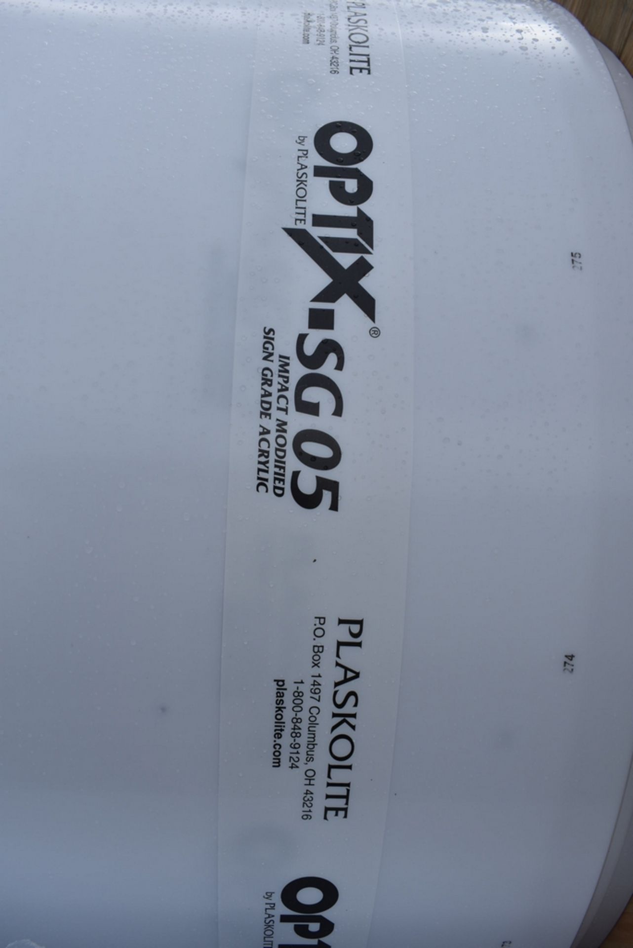 (1) ROLL 104" X 288' PLASKOLITE OPTIX SG05 WHITE ACRYLIC - Image 2 of 2