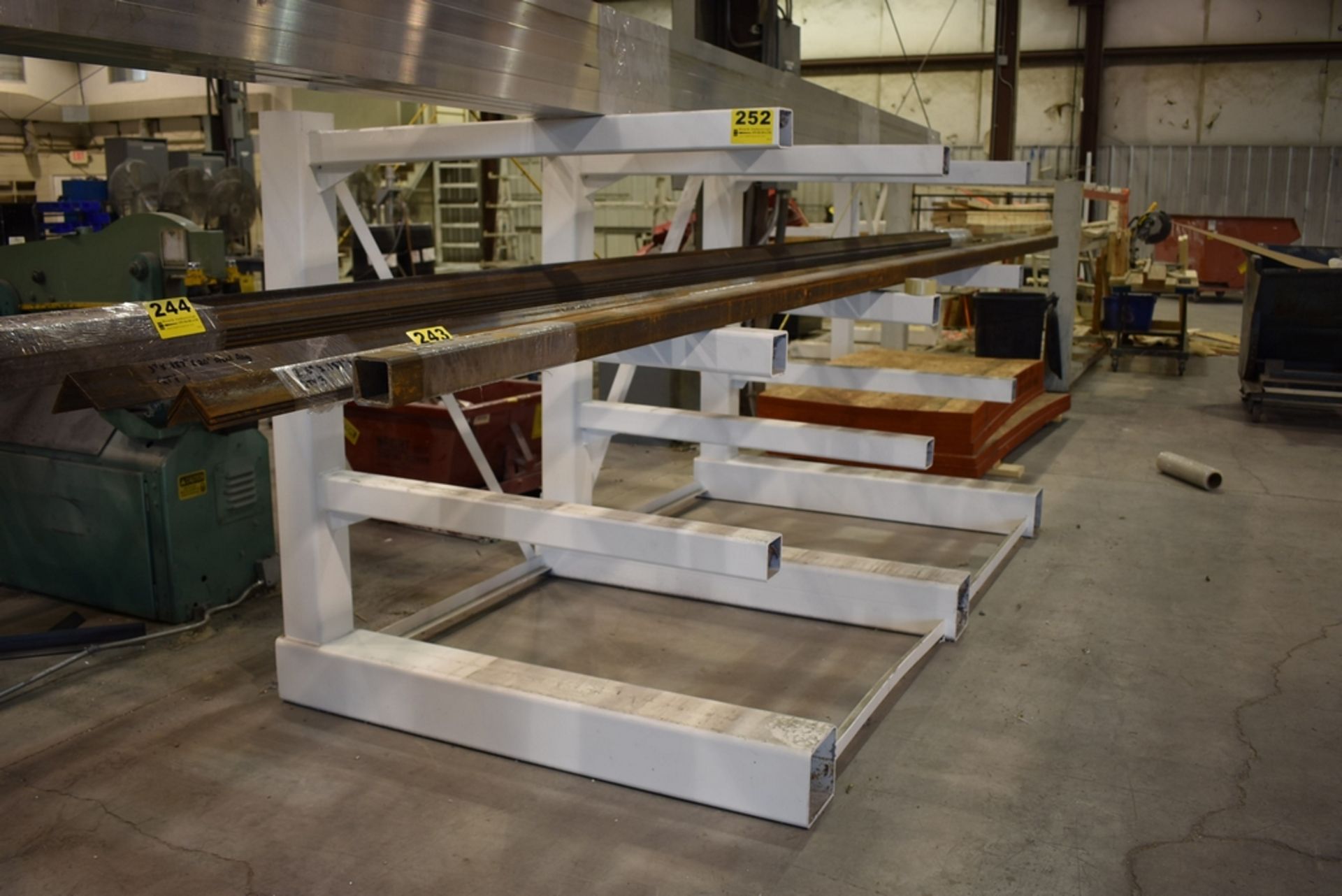 HEAVY DUTY STEEL CANTILEVER RACK, 10' X 68" H, (9) WELDED 54" ARMS