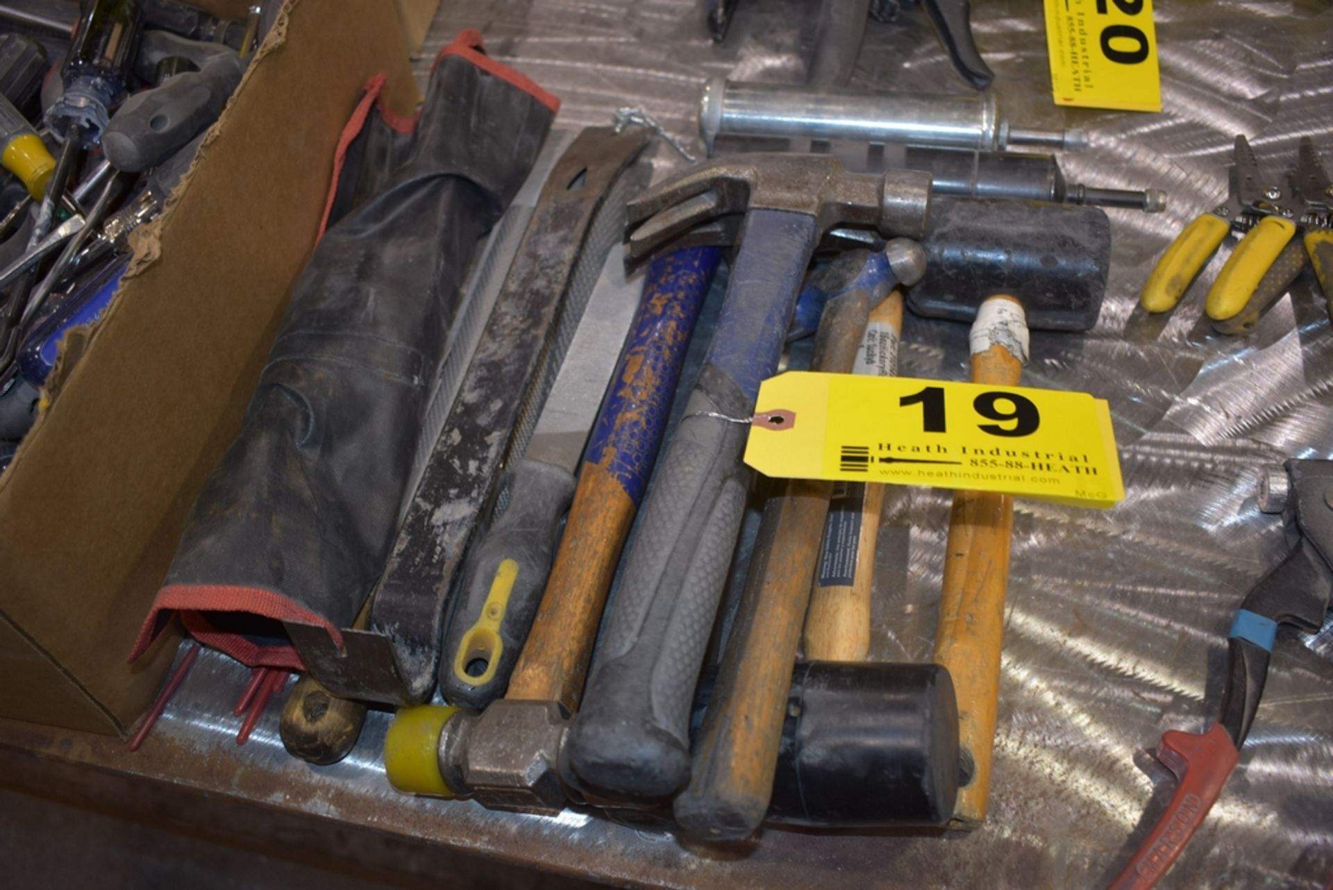 ASSORTED HAMMERS, PRY BARS, ETC